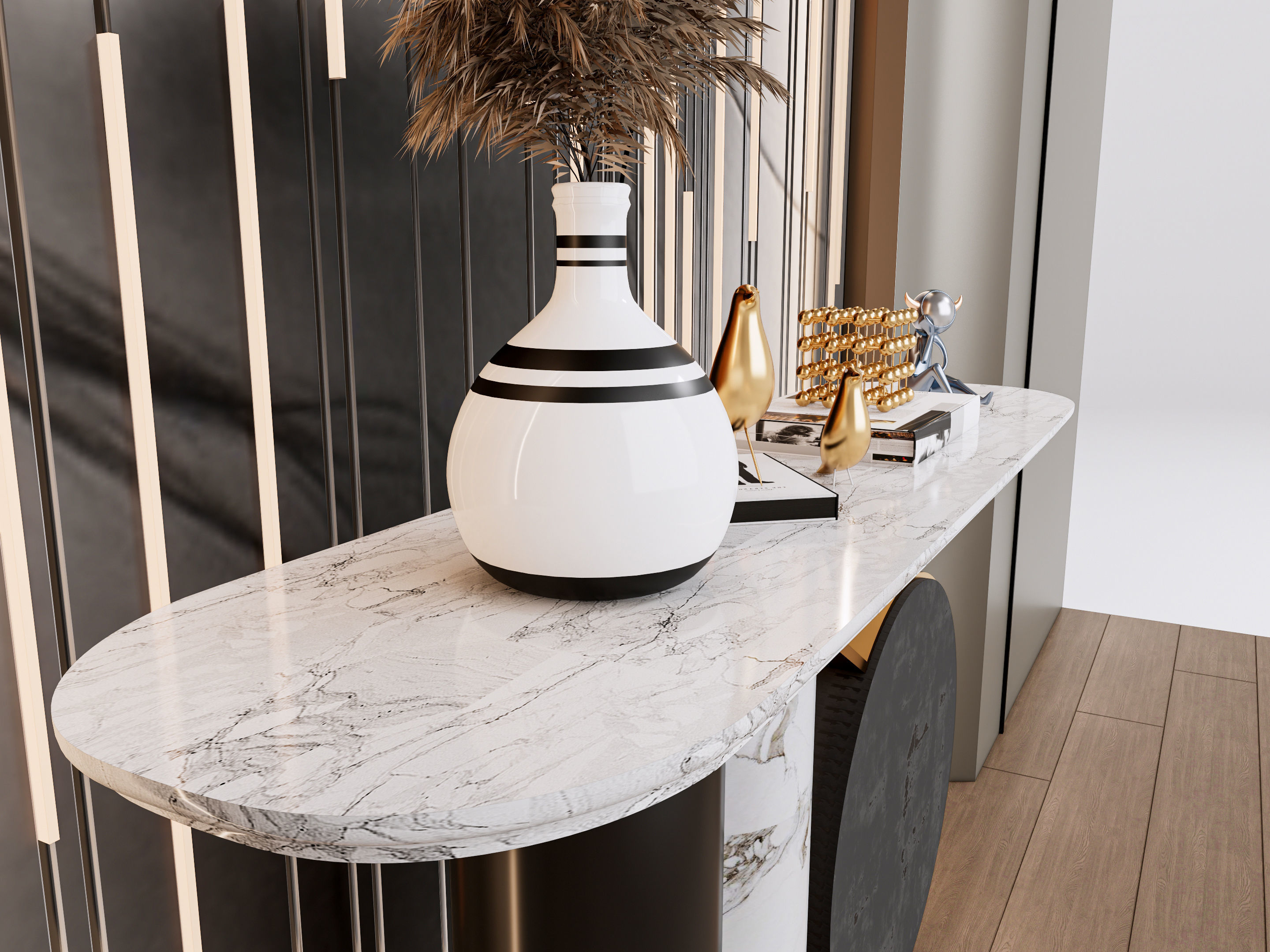 Sideboard with wall panel and flooring 2 3D model_7