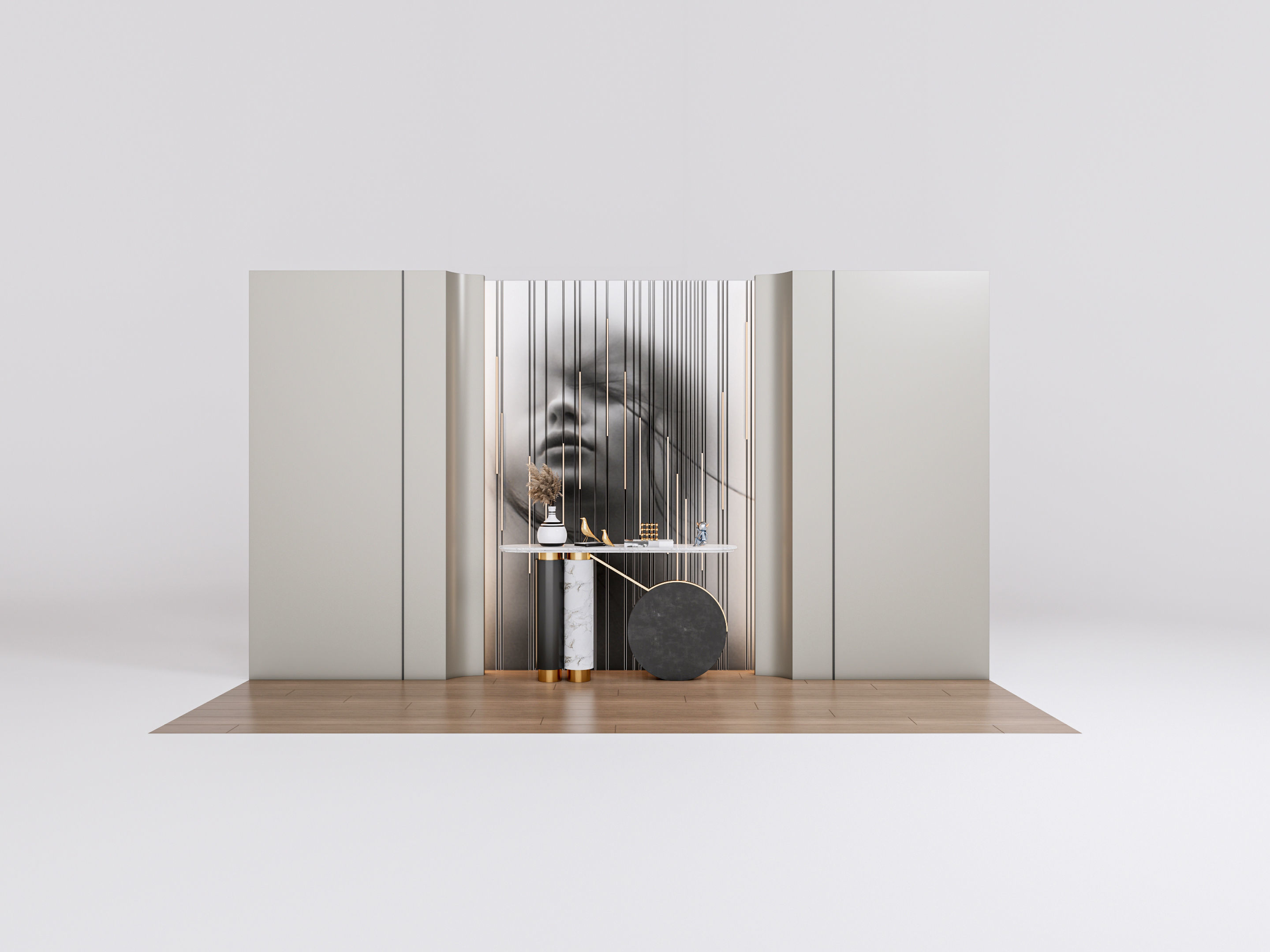 Sideboard with wall panel and flooring 2 3D model_11