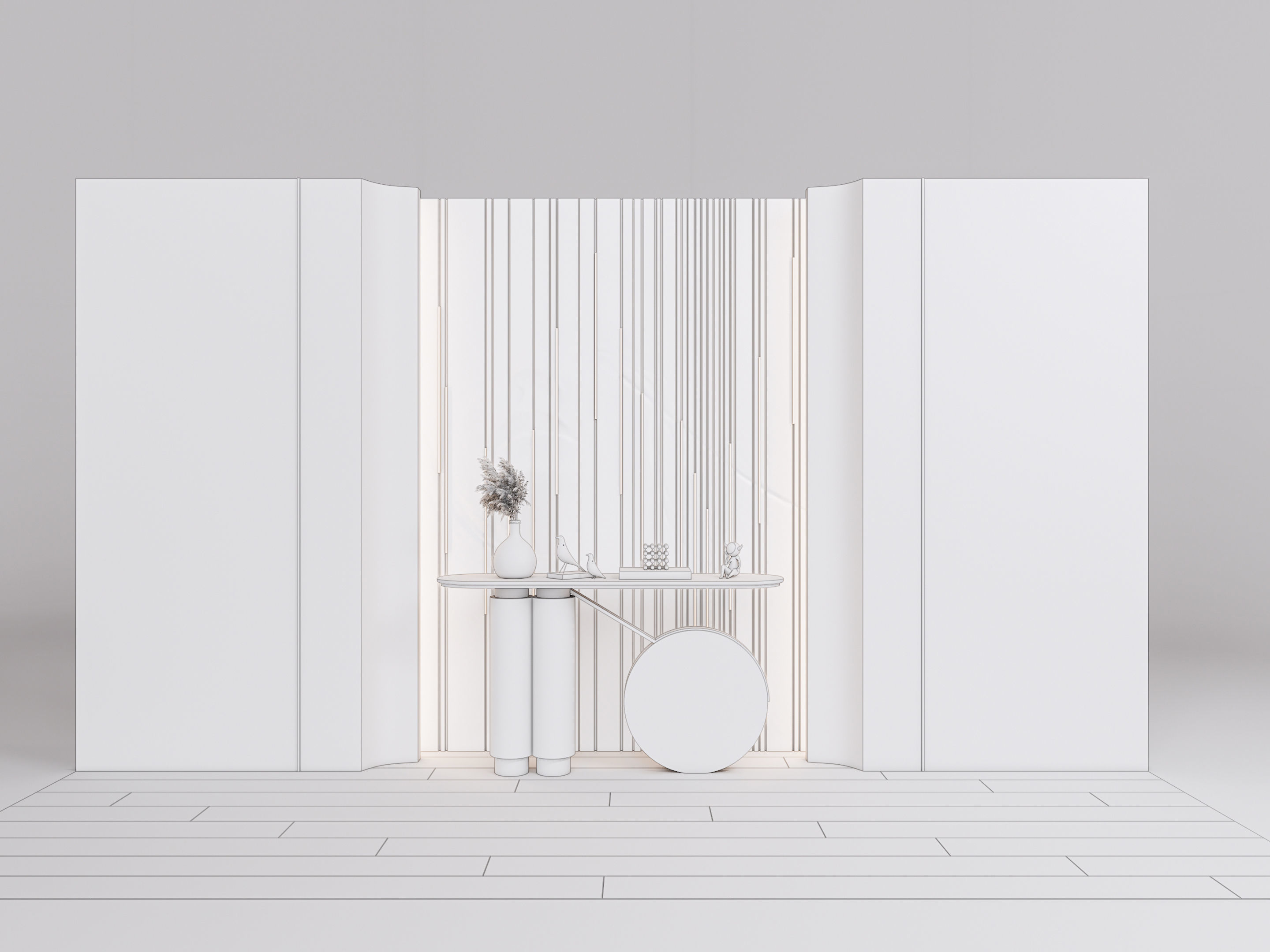 Sideboard with wall panel and flooring 2 3D model_19