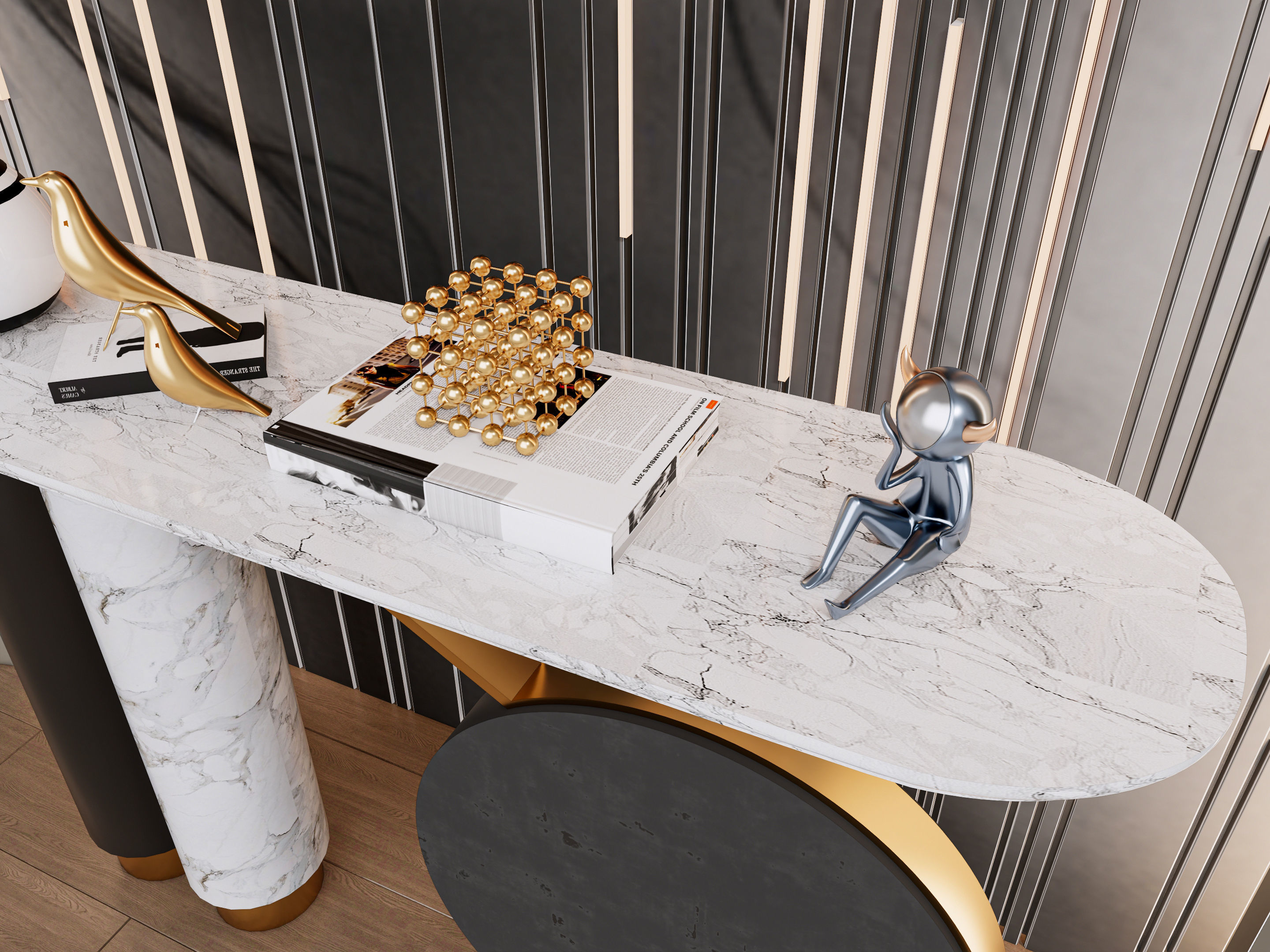 Sideboard with wall panel and flooring 2 3D model_10