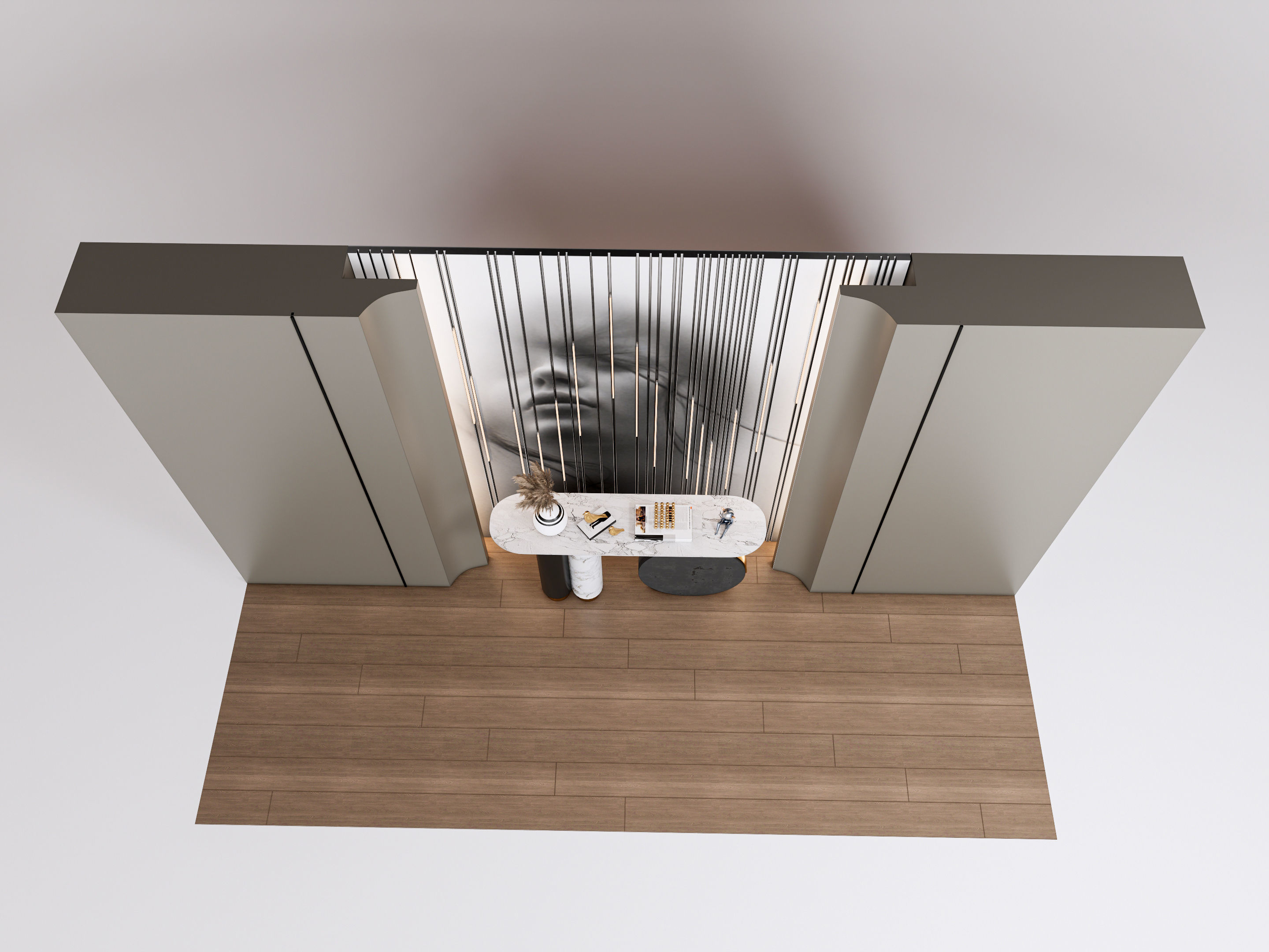 Sideboard with wall panel and flooring 2 3D model_5