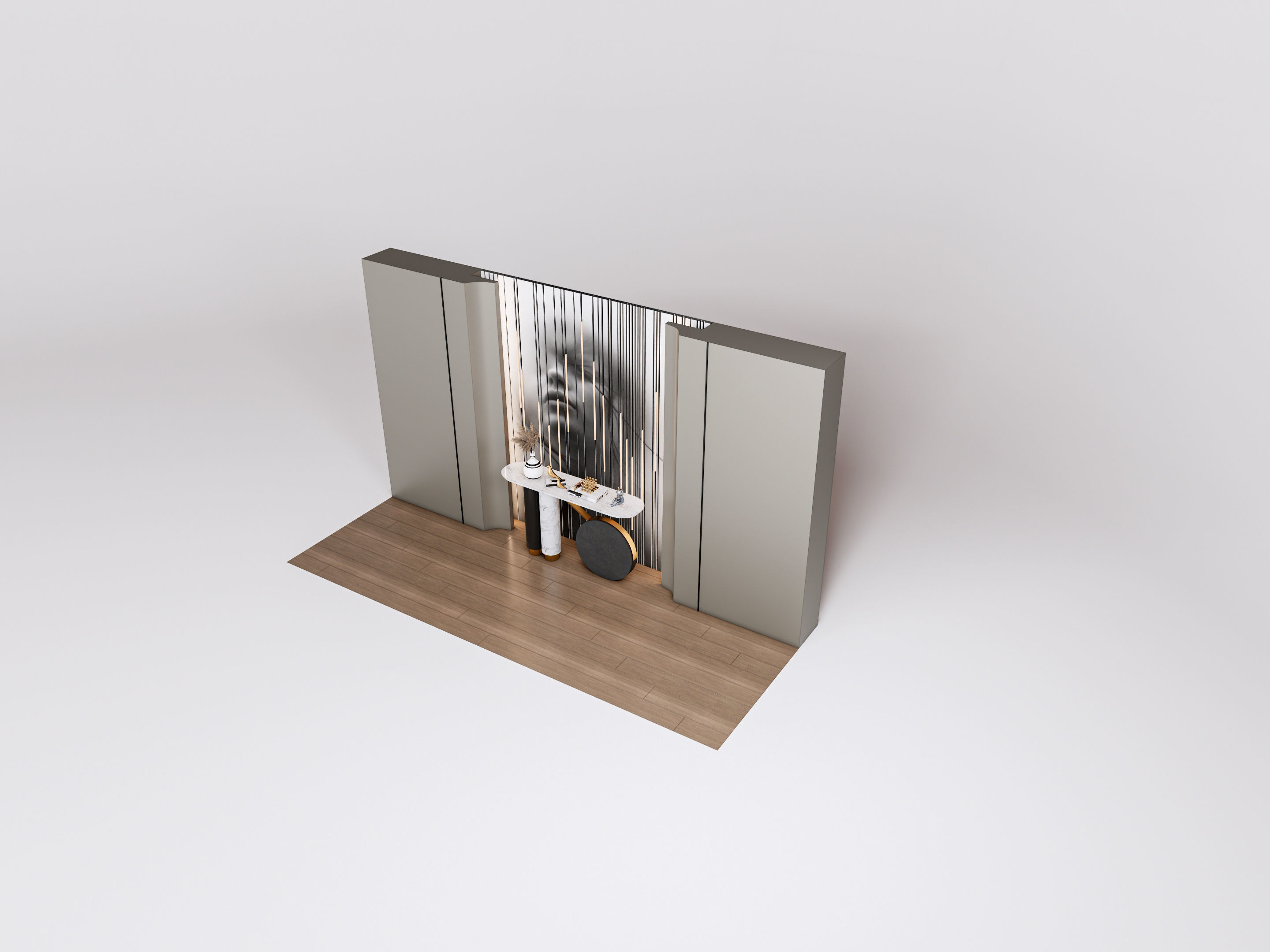 Sideboard with wall panel and flooring 2 3D model_16