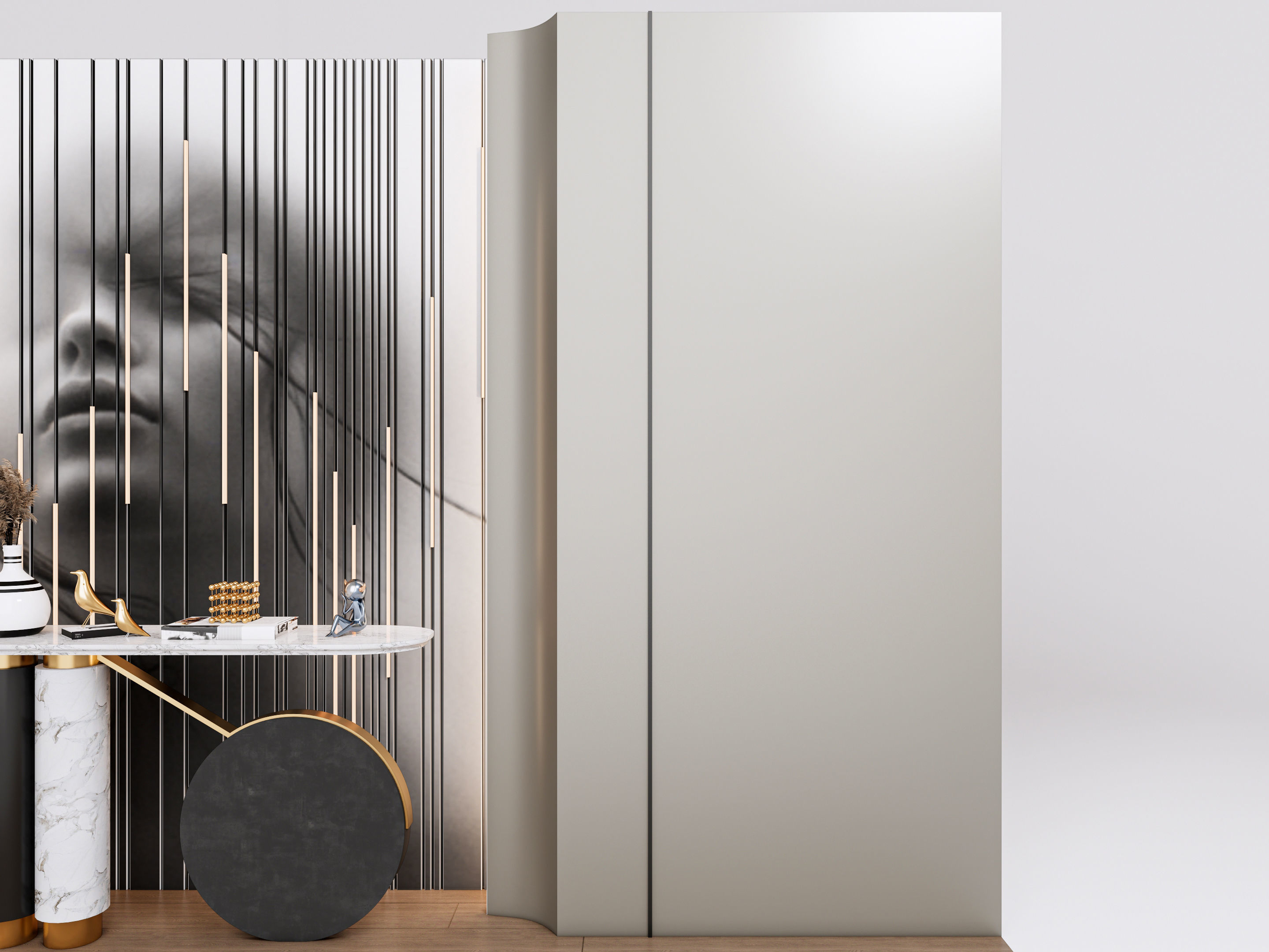 Sideboard with wall panel and flooring 2 3D model_15