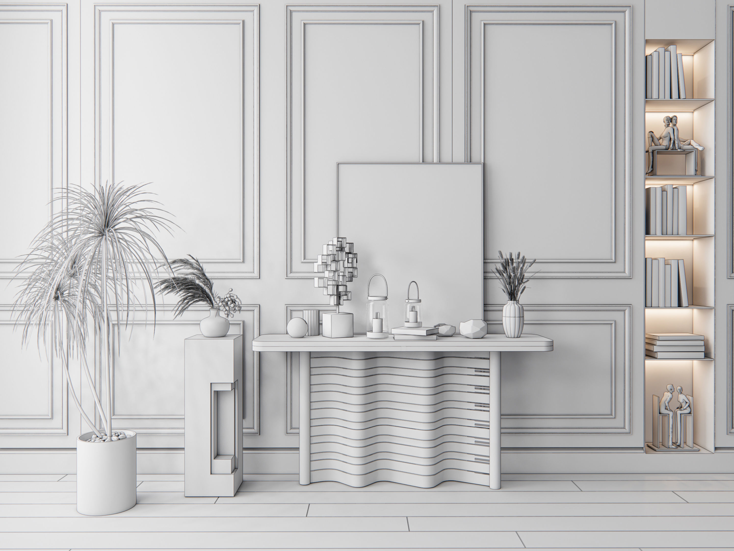 Sideboard with wall panel and flooring 3 3D model_15