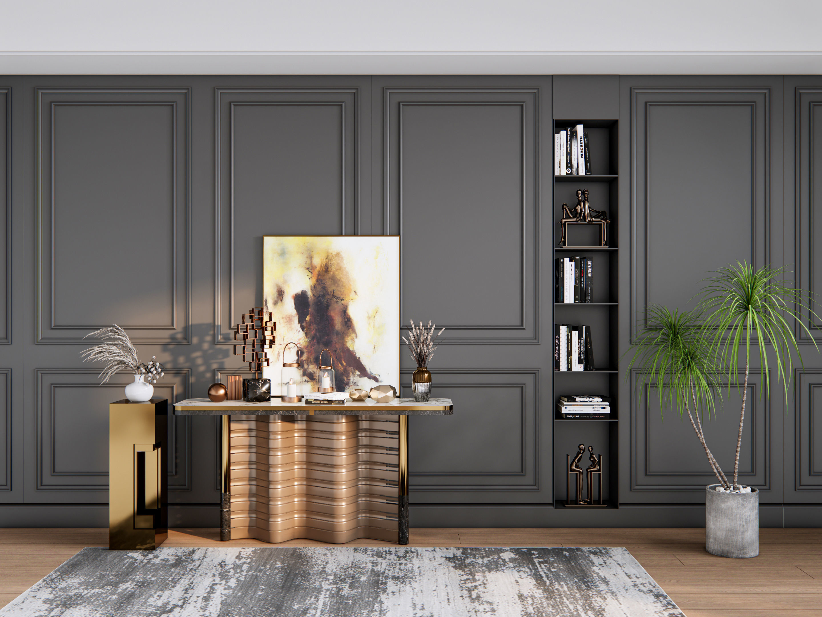 Sideboard with wall panel and flooring 3 3D model_19