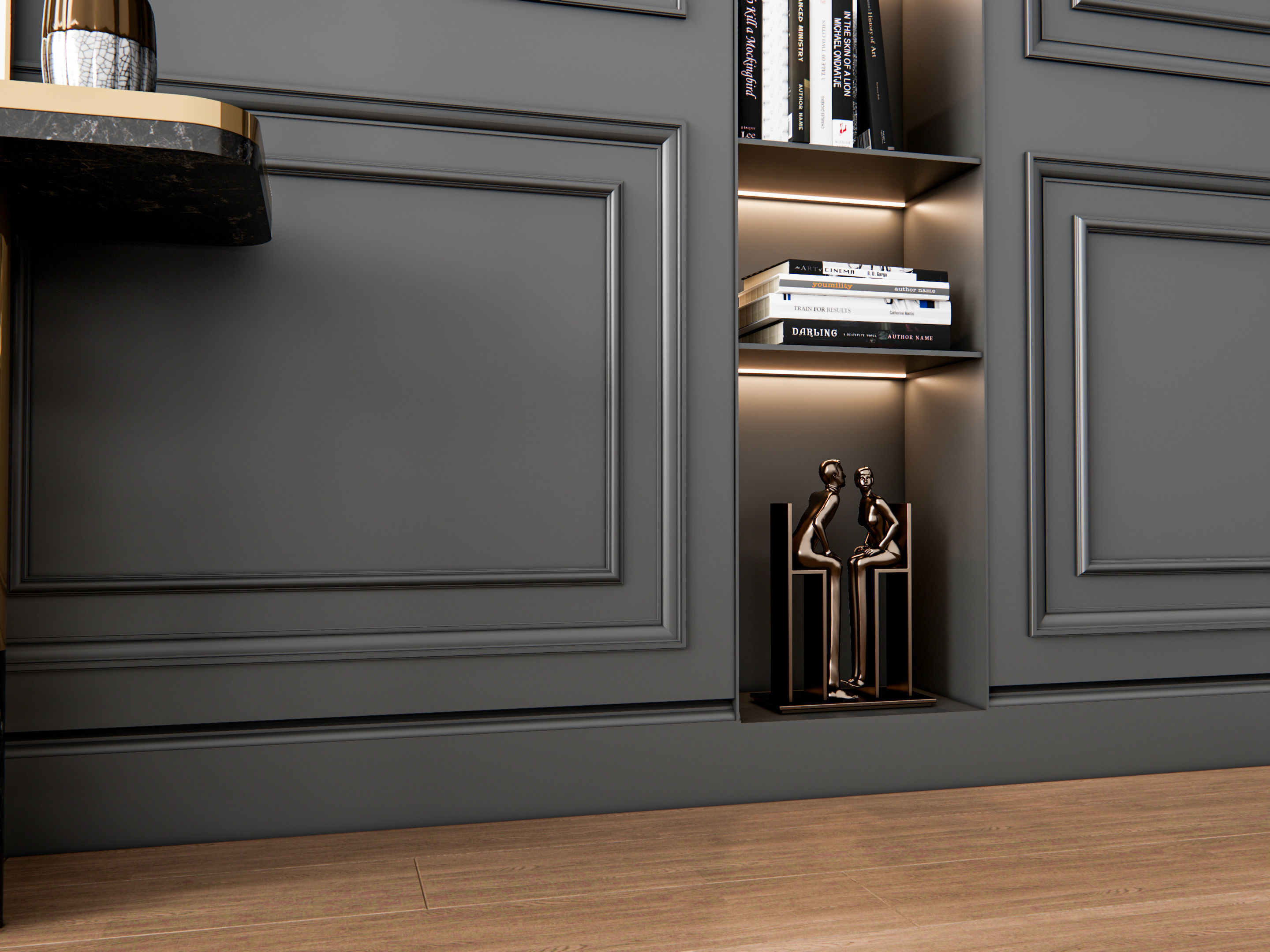 Sideboard with wall panel and flooring 3 3D model_17