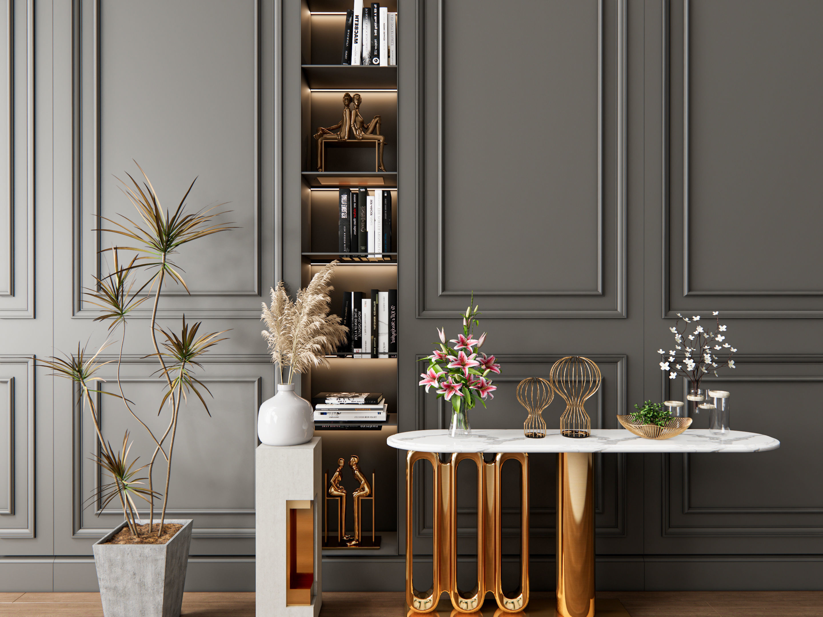 Sideboard with wall panel and flooring 4 3D model_19