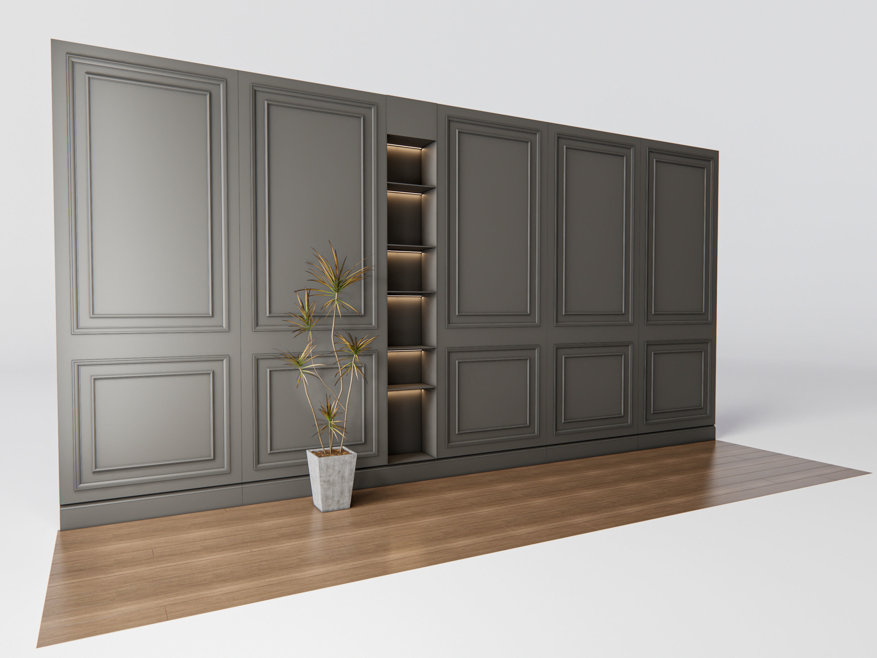 Sideboard with wall panel and flooring 4 3D model_10