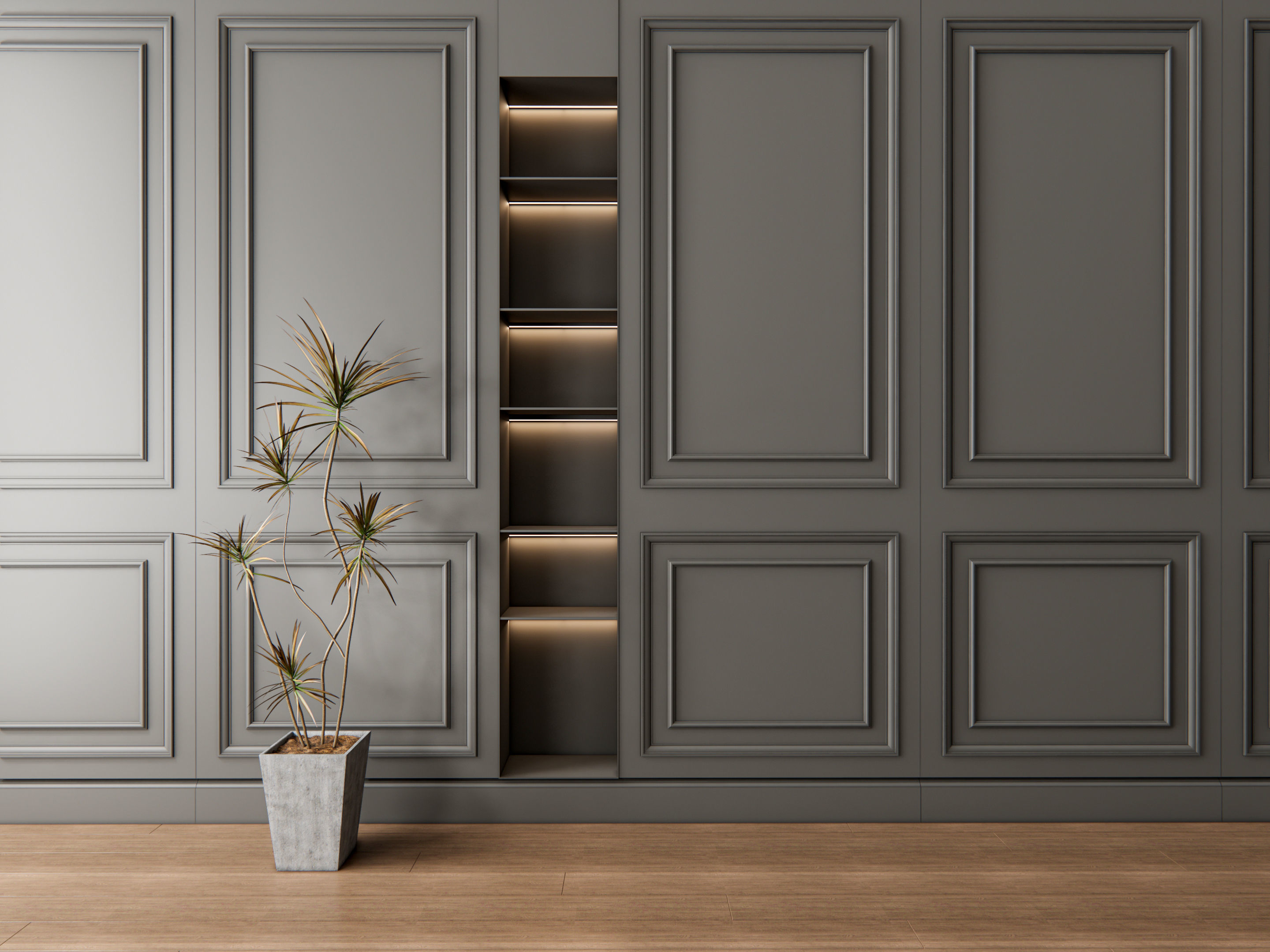 Sideboard with wall panel and flooring 4 3D model_13