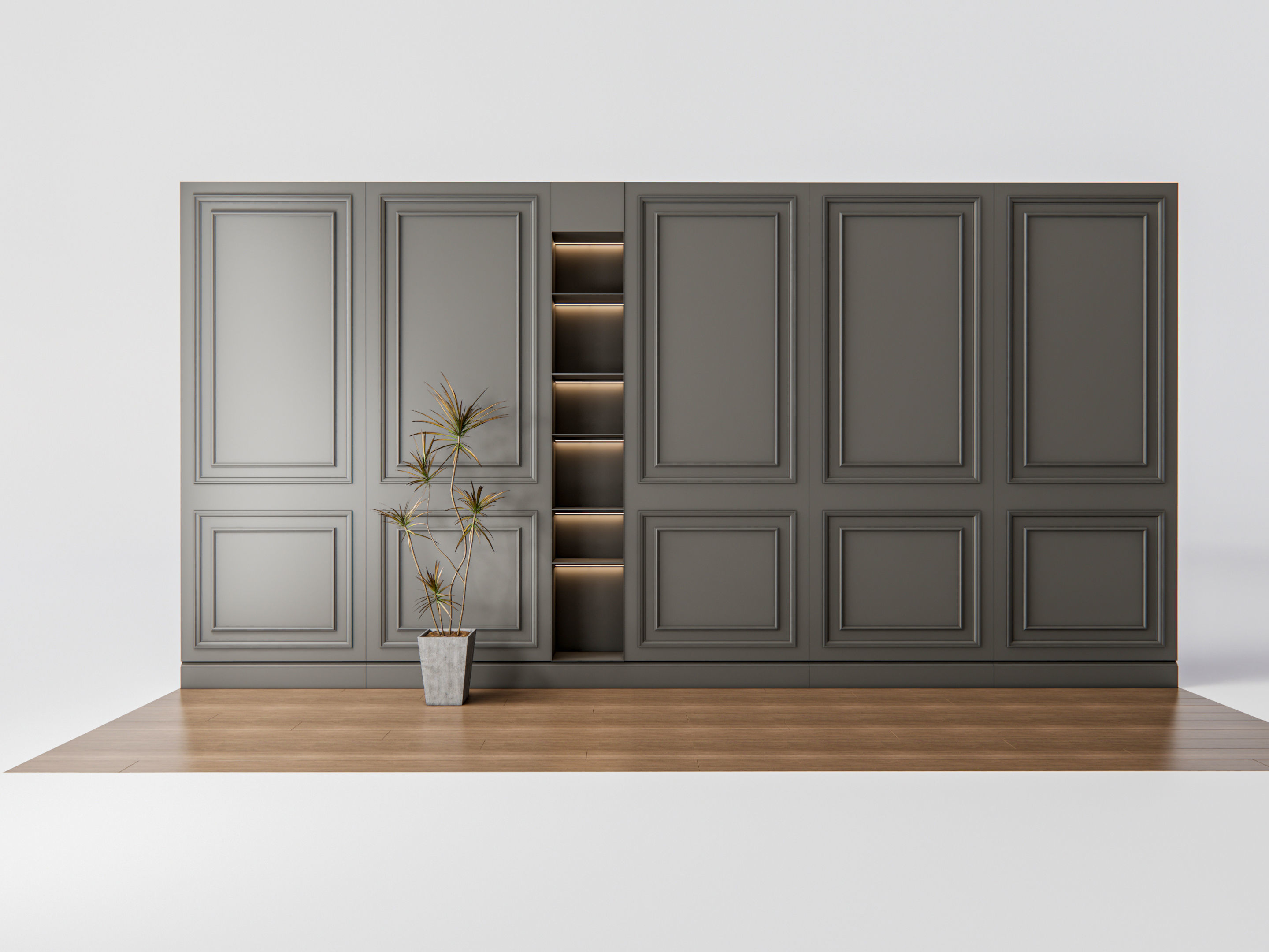 Sideboard with wall panel and flooring 4 3D model_8