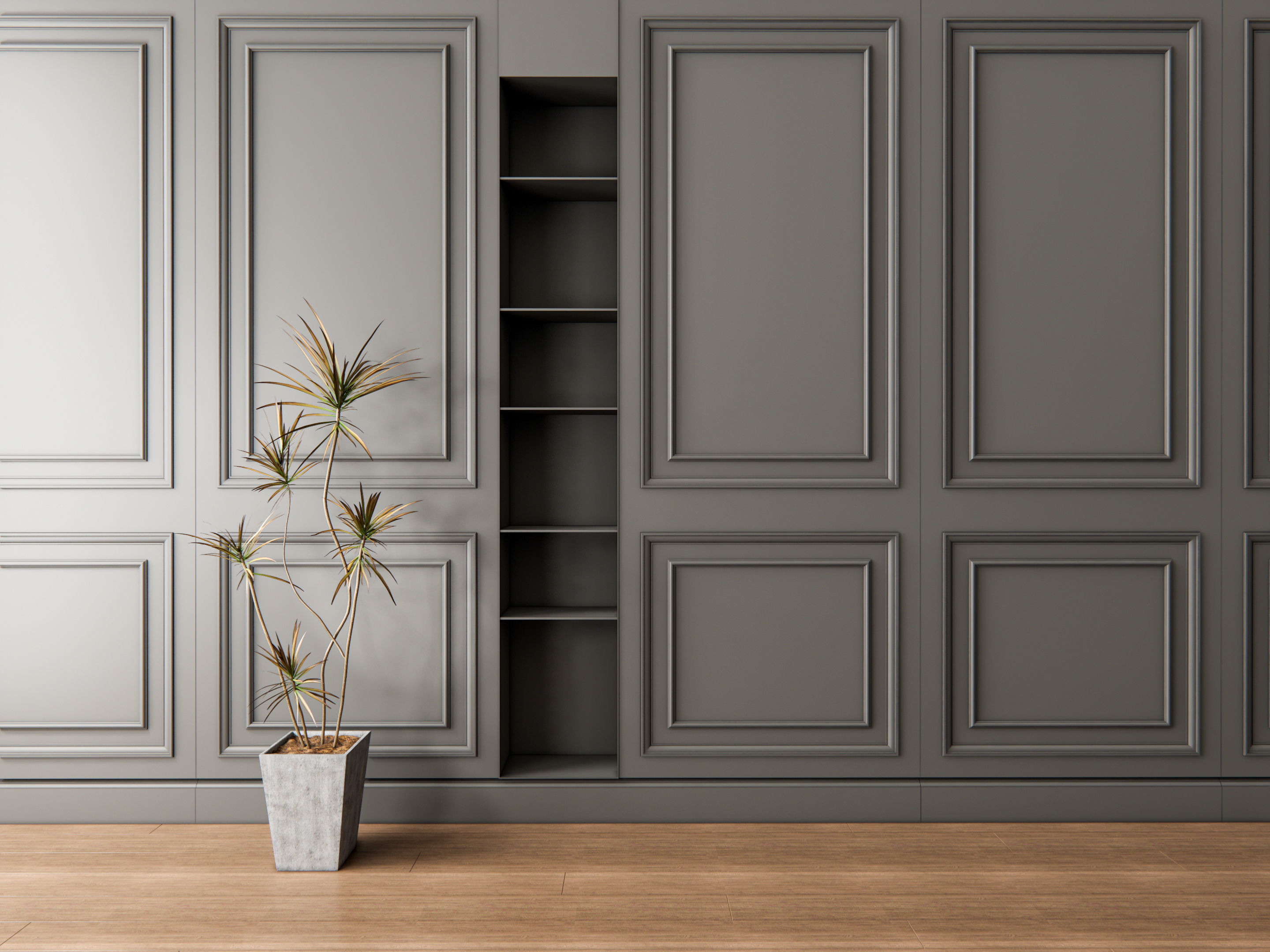 Sideboard with wall panel and flooring 4 3D model_18