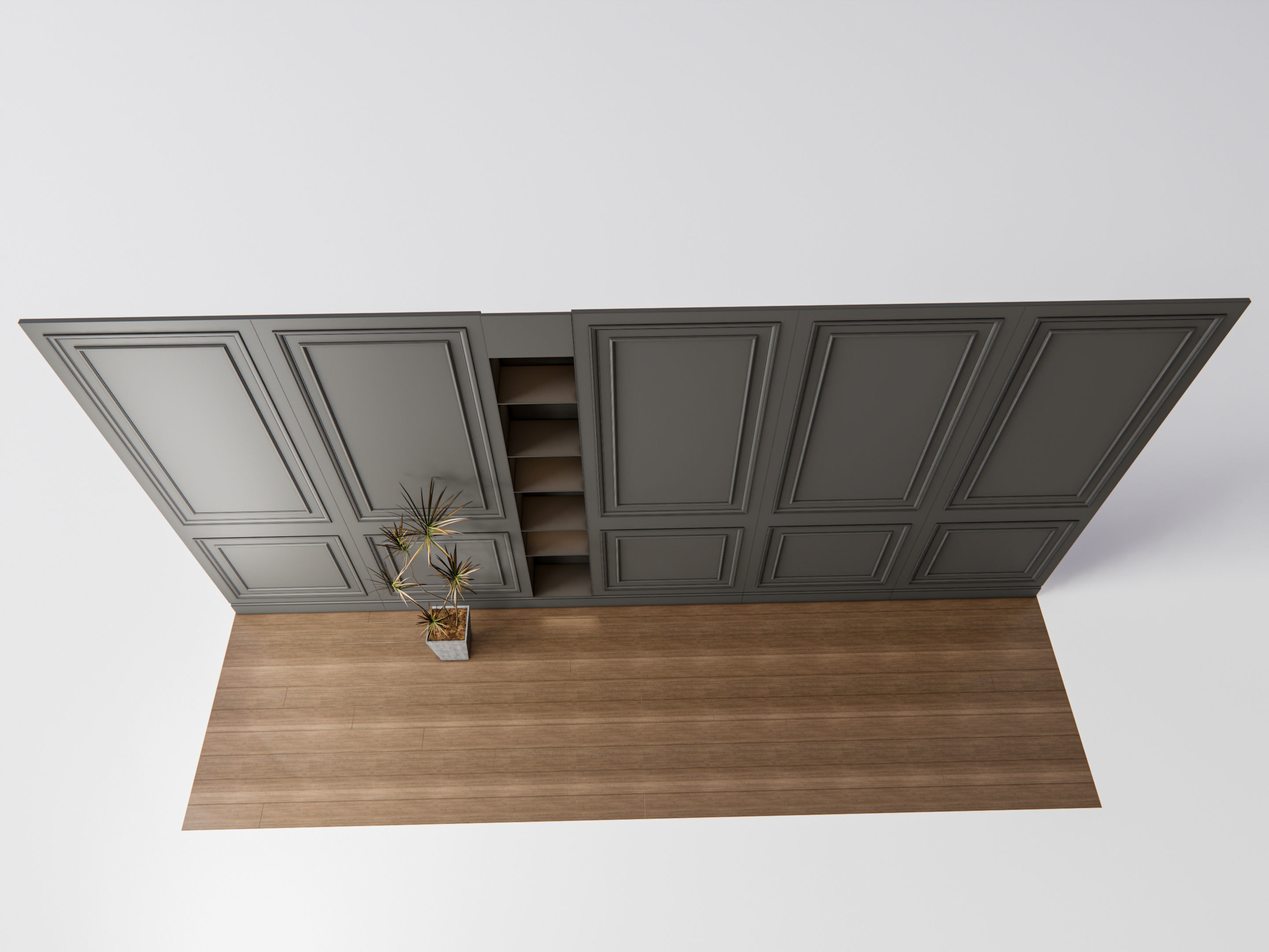 Sideboard with wall panel and flooring 4 3D model_9