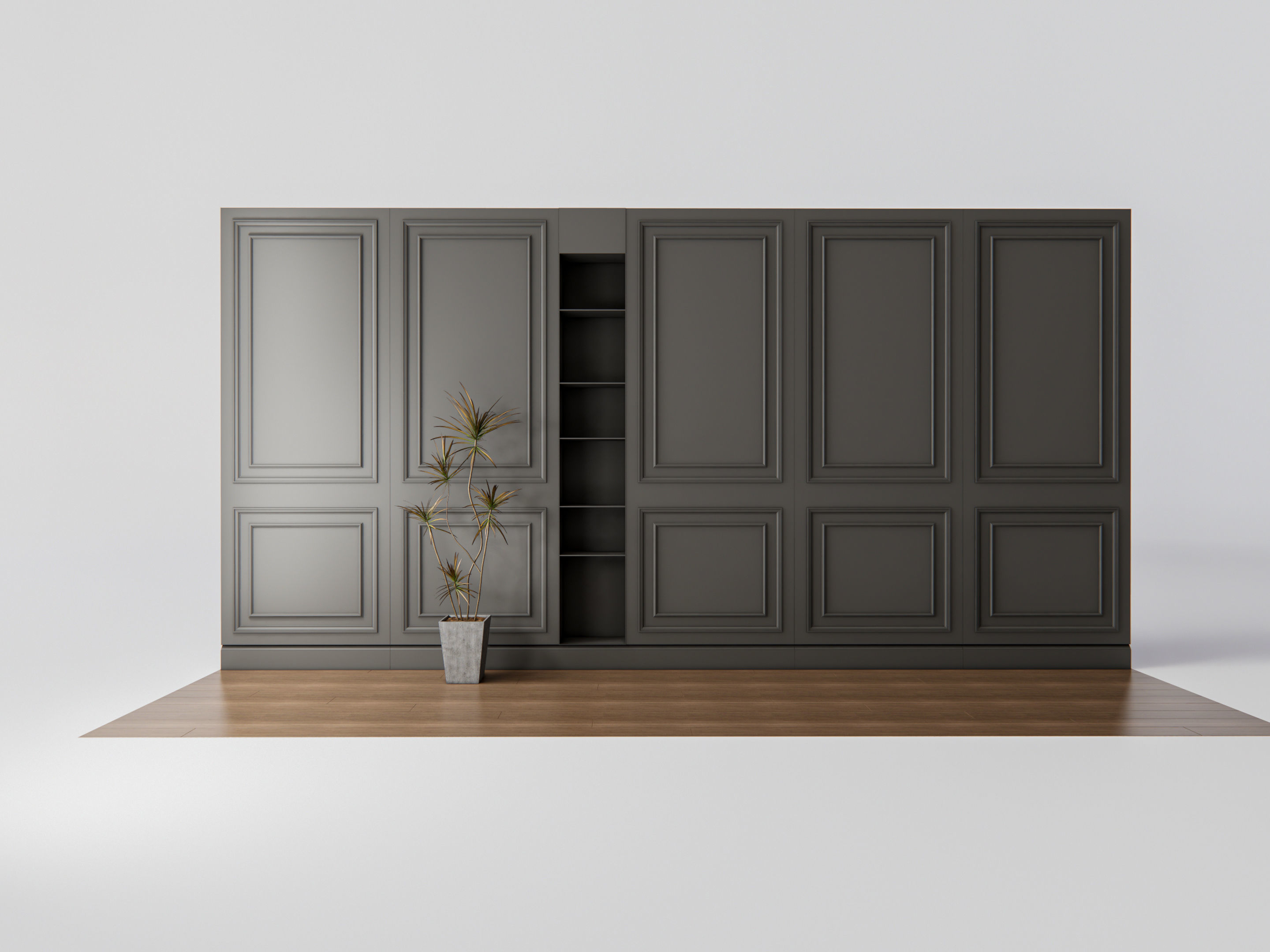 Sideboard with wall panel and flooring 4 3D model_14