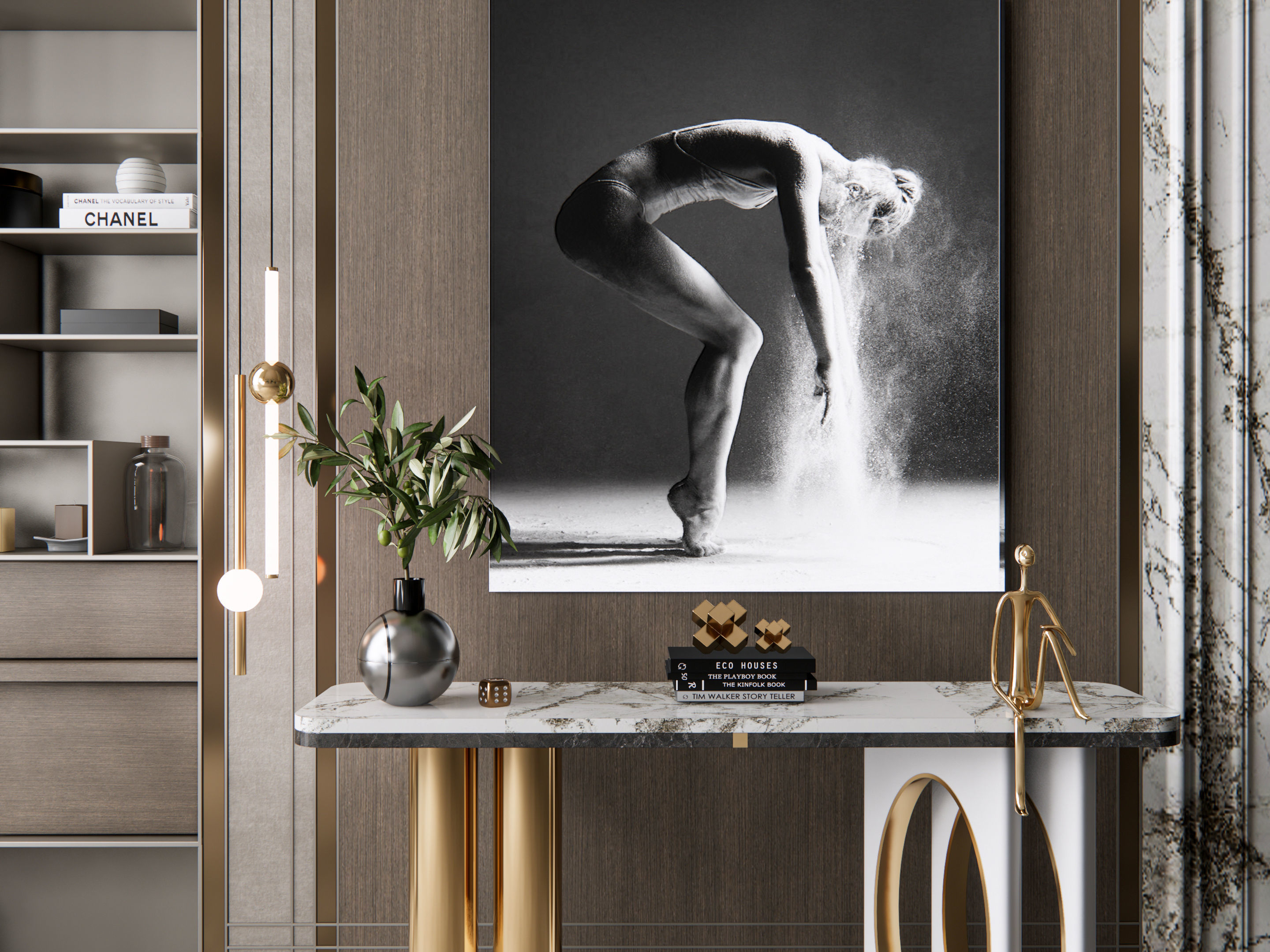 Sideboard with wall panel and flooring 5 3D model_5