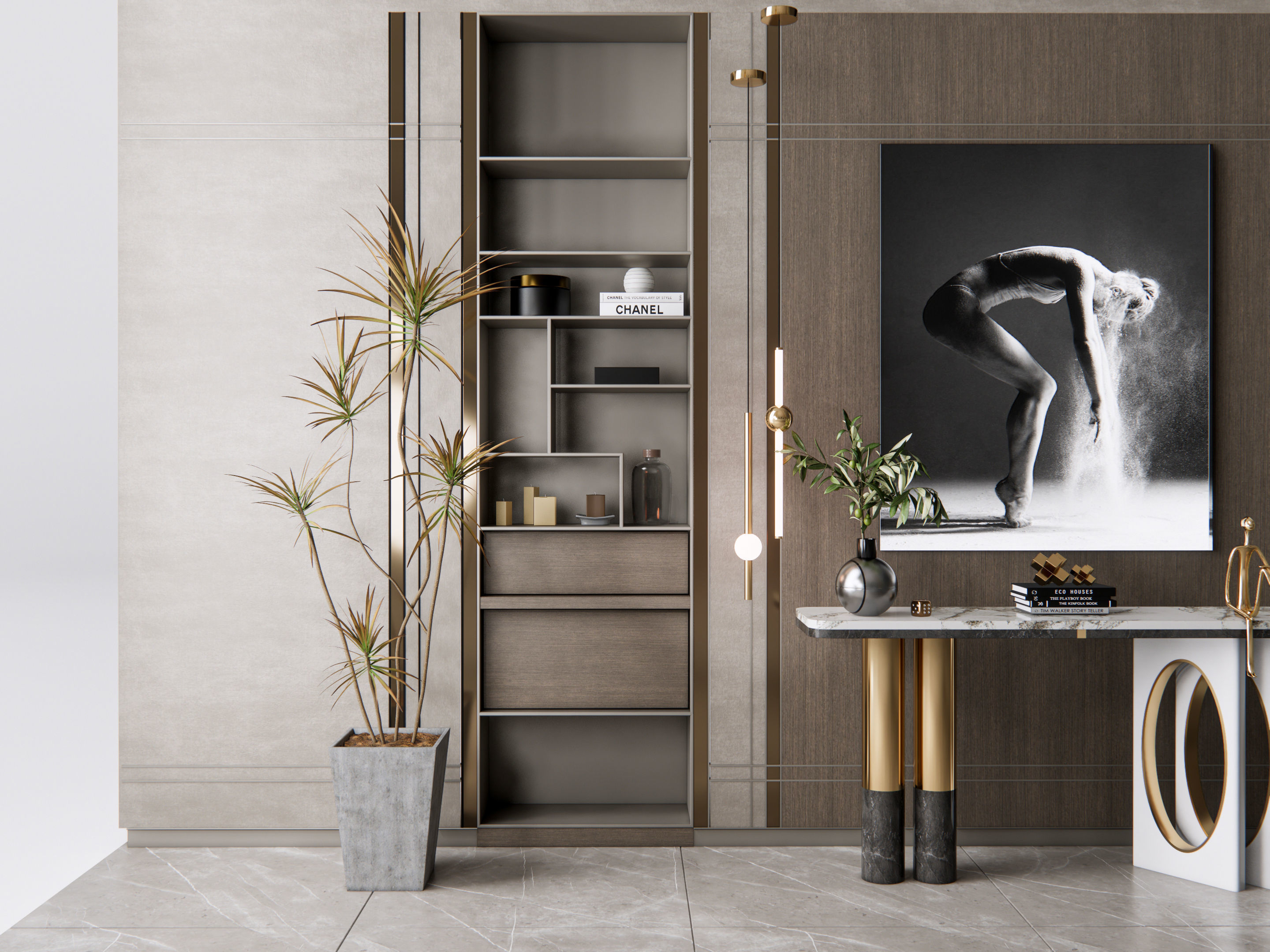 Sideboard with wall panel and flooring 5 3D model_13