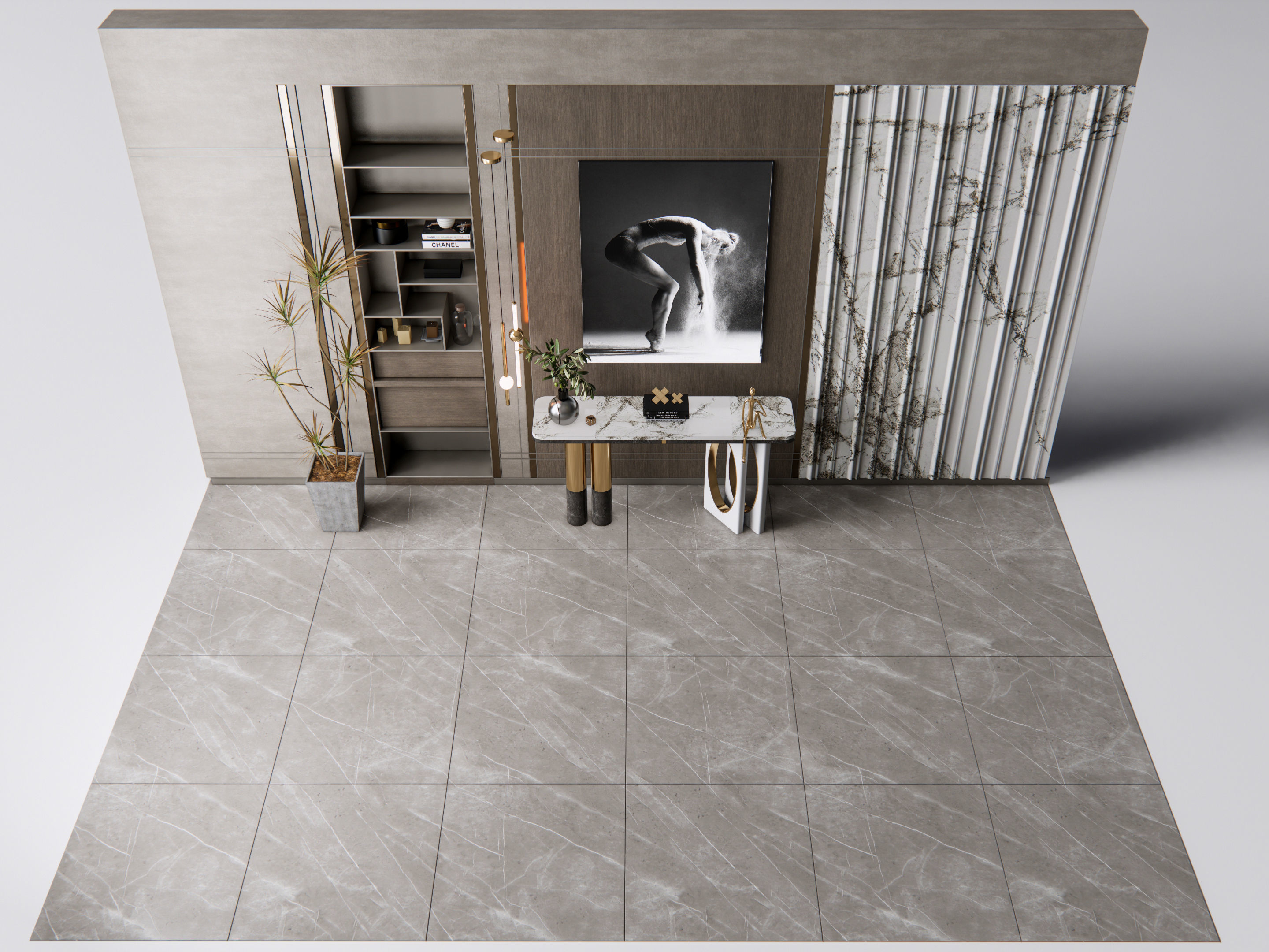 Sideboard with wall panel and flooring 5 3D model_18