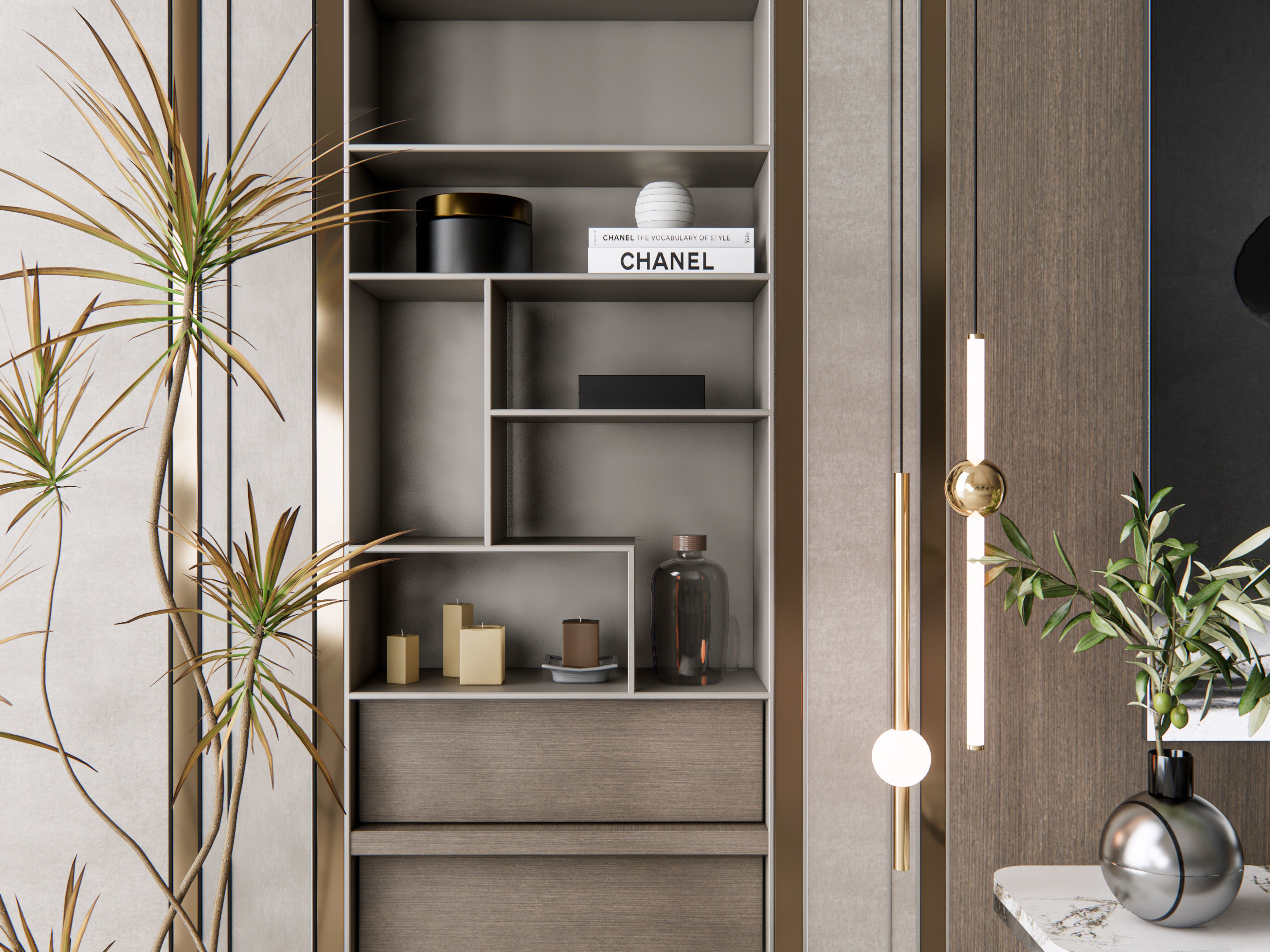 Sideboard with wall panel and flooring 5 3D model_14