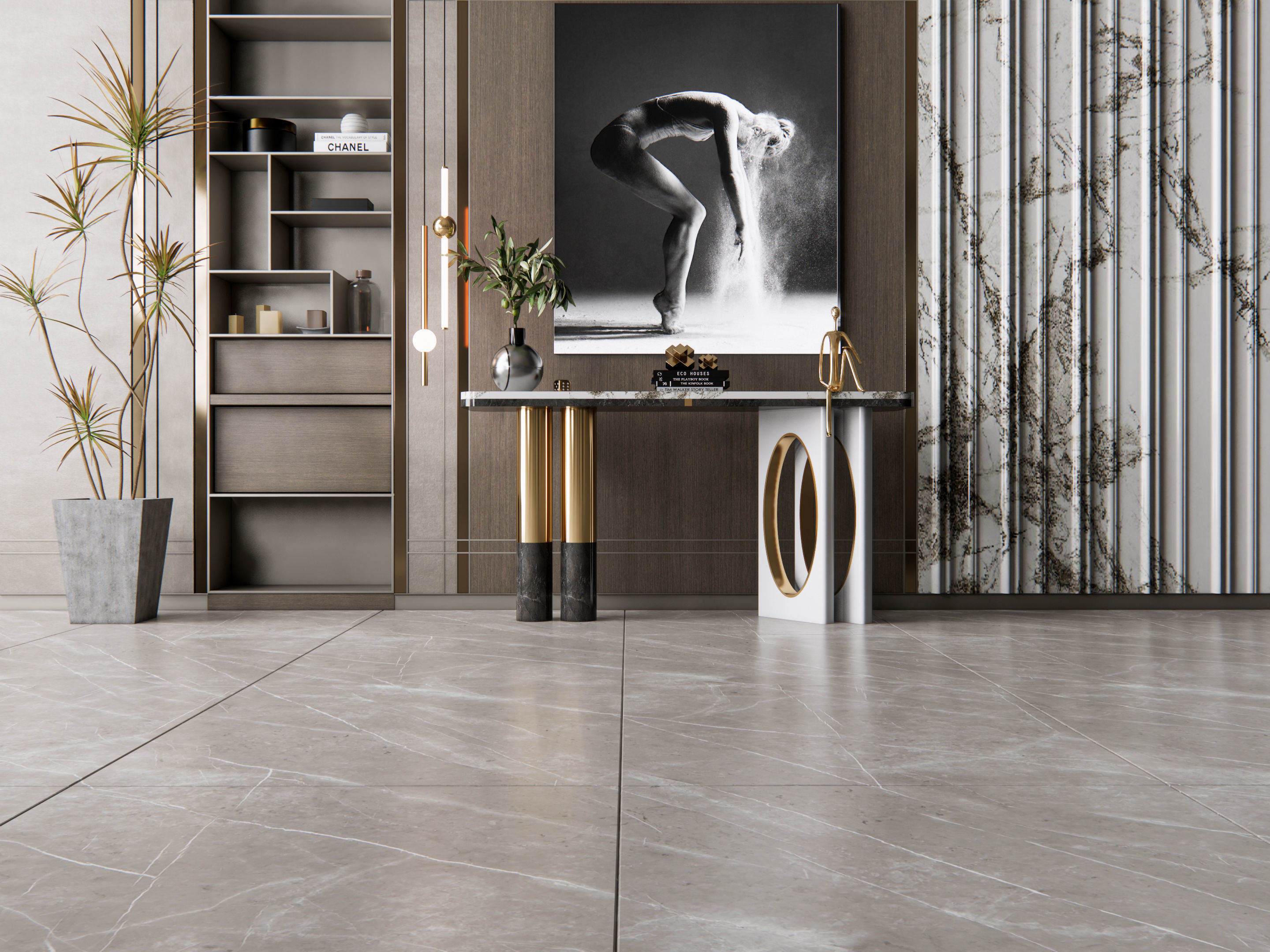 Sideboard with wall panel and flooring 5 3D model_11