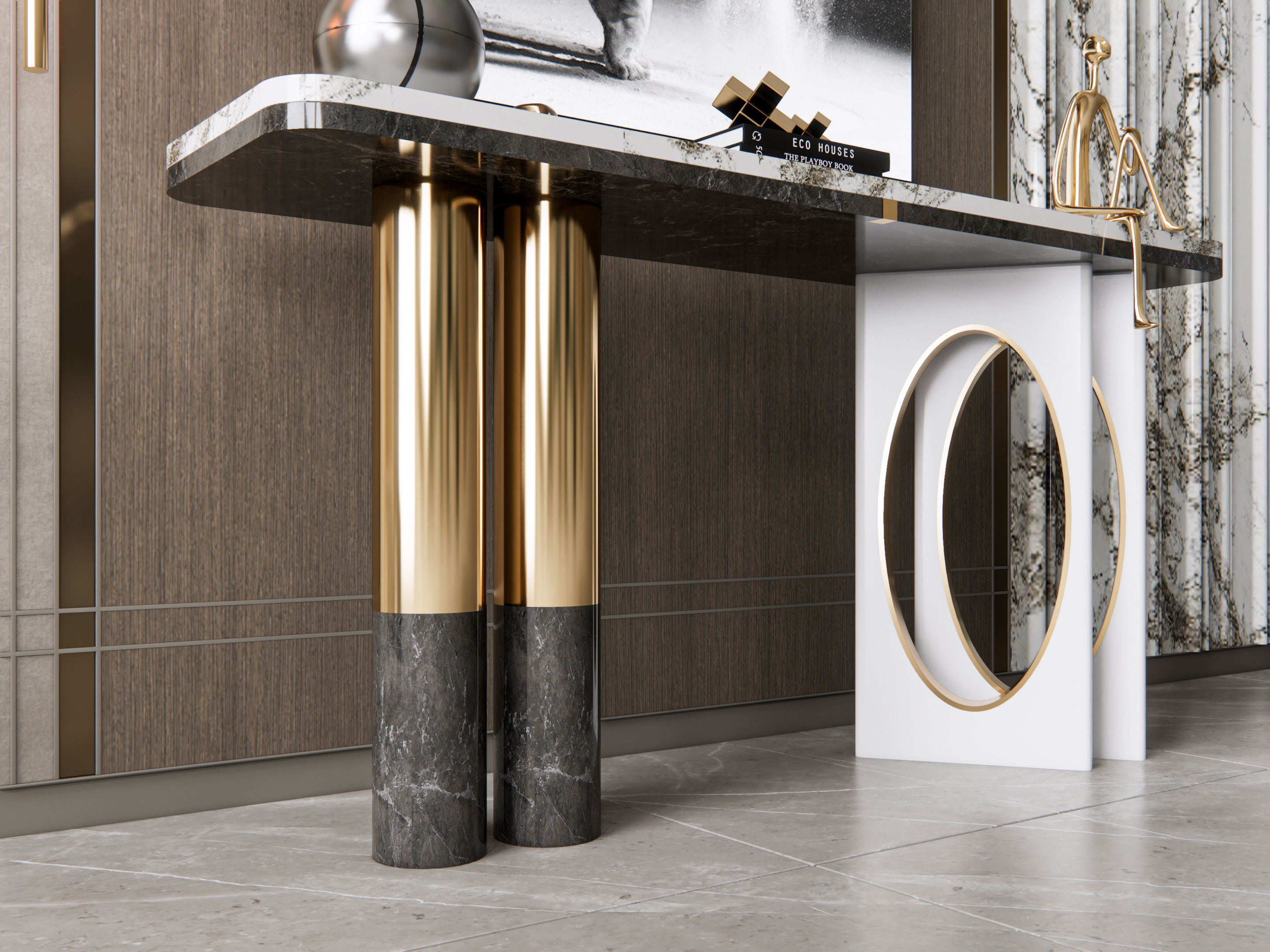 Sideboard with wall panel and flooring 5 3D model_15