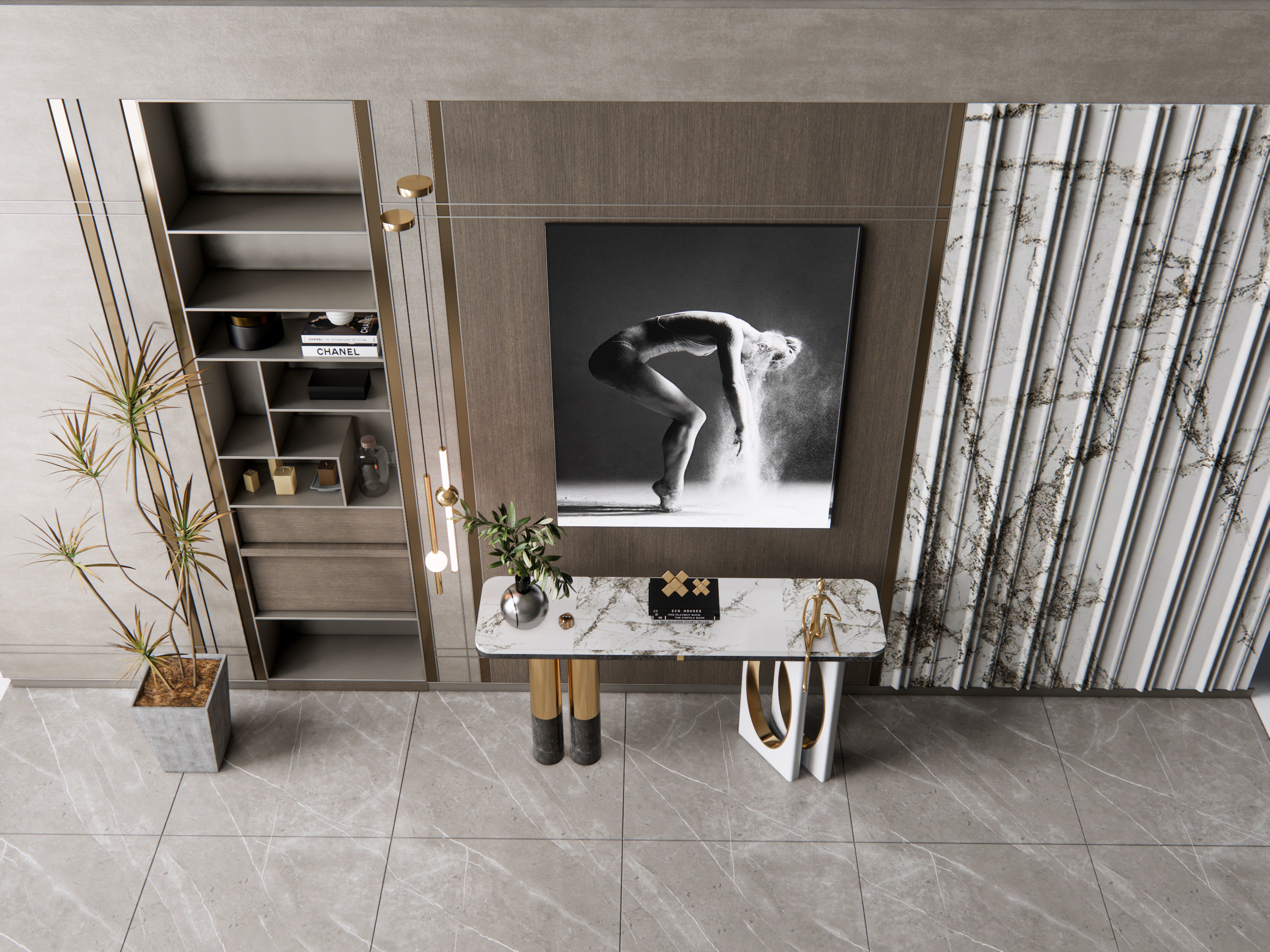 Sideboard with wall panel and flooring 5 3D model_12