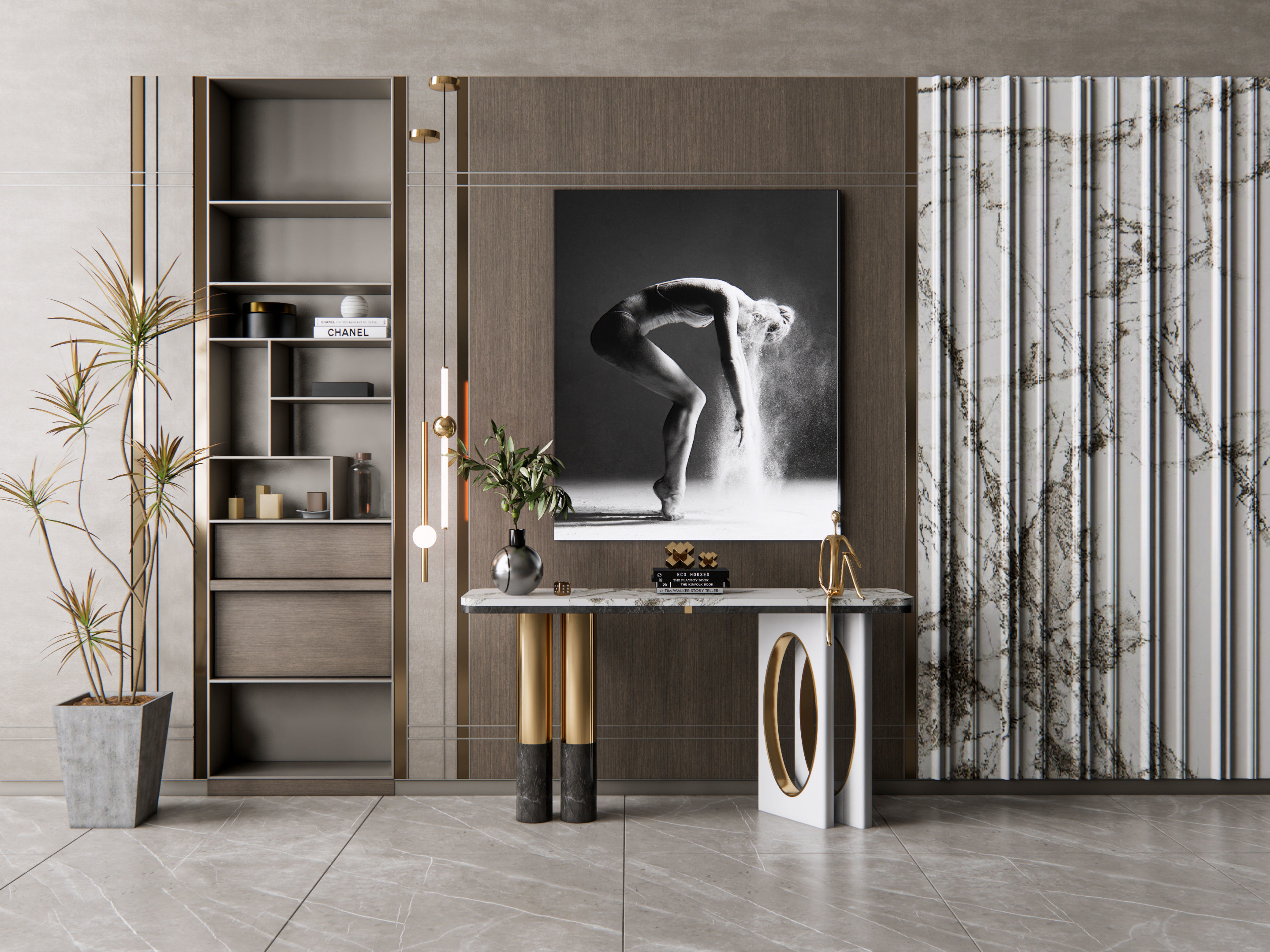 Sideboard with wall panel and flooring 5 3D model_16