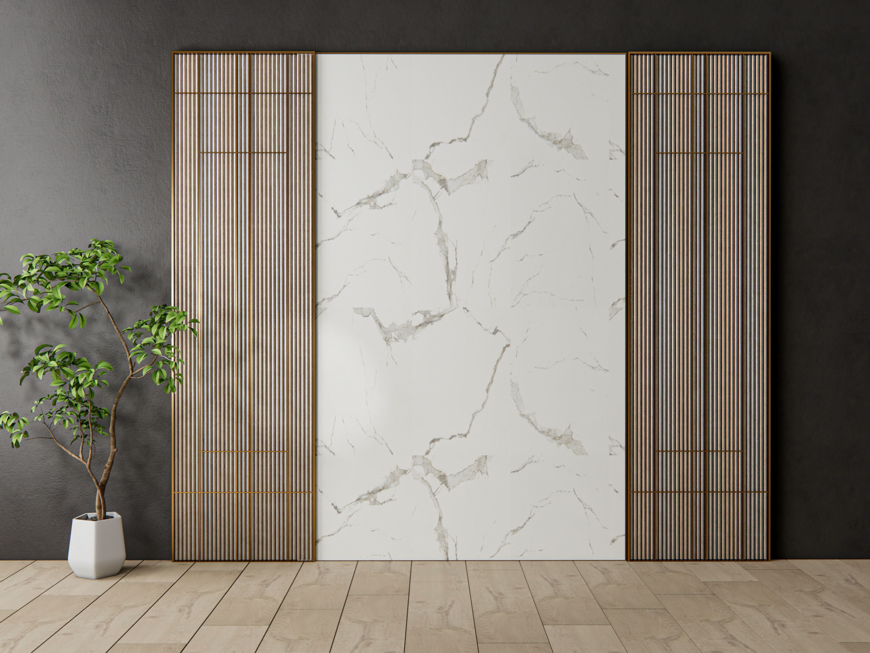 Sideboard with wall panel and flooring 6 3D model_3