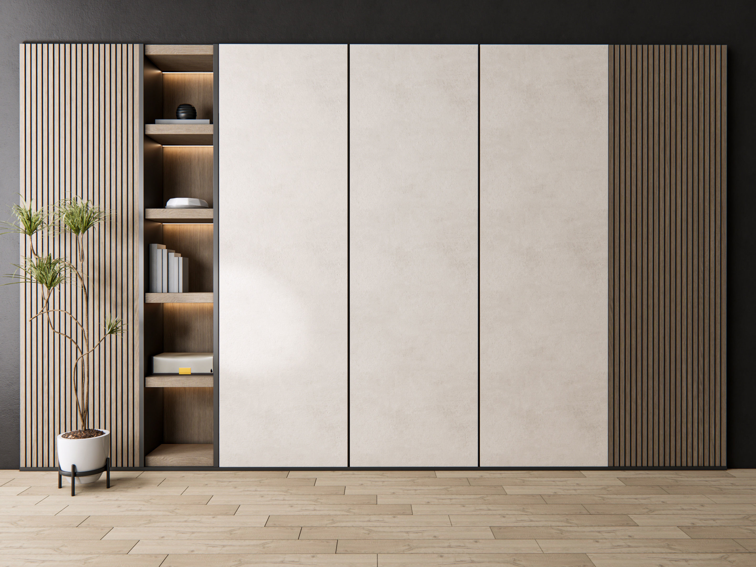 Sideboard with wall panel and flooring 7 3D model_3