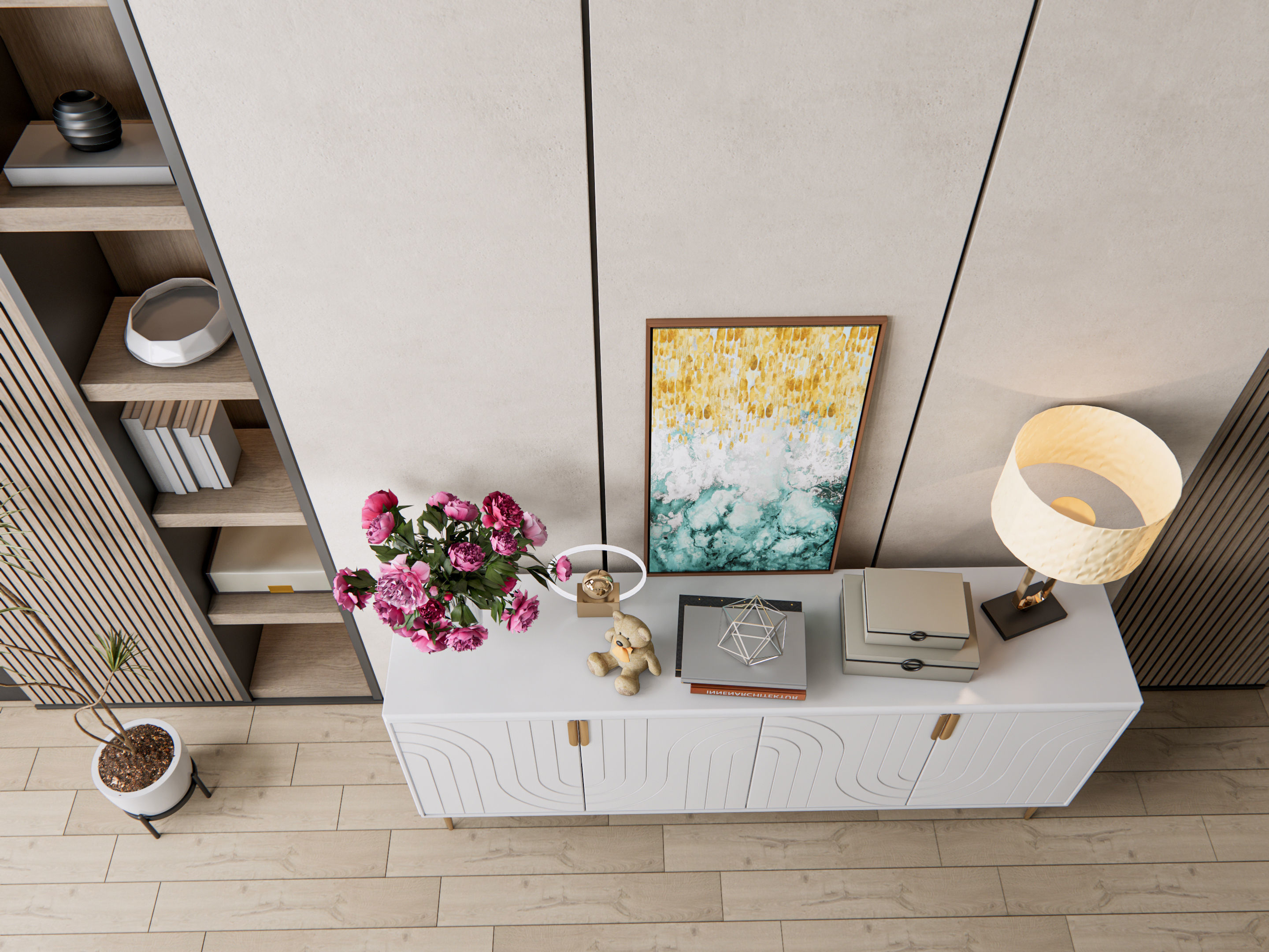 Sideboard with wall panel and flooring 7 3D model_19