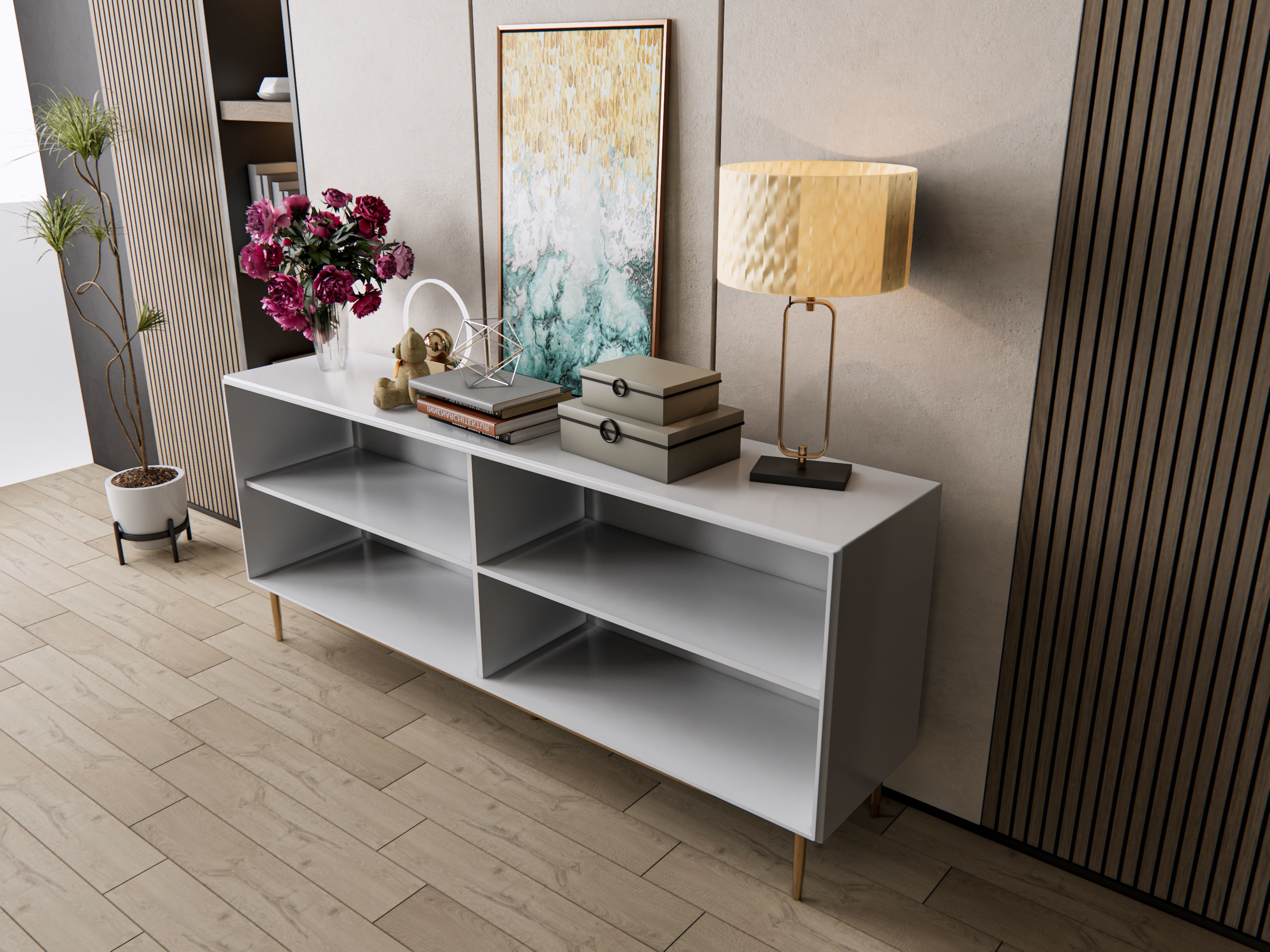 Sideboard with wall panel and flooring 7 3D model_12
