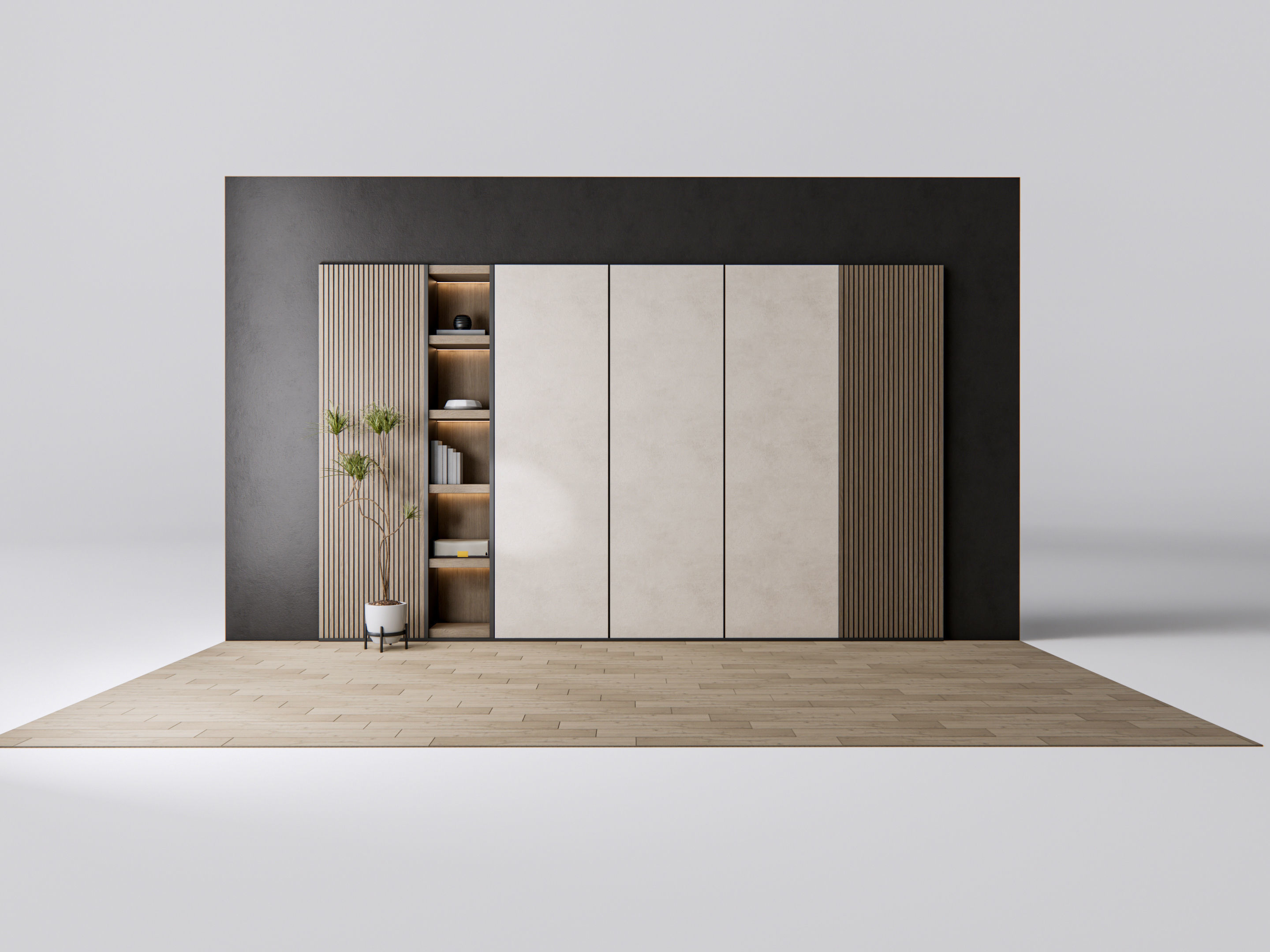 Sideboard with wall panel and flooring 7 3D model_15