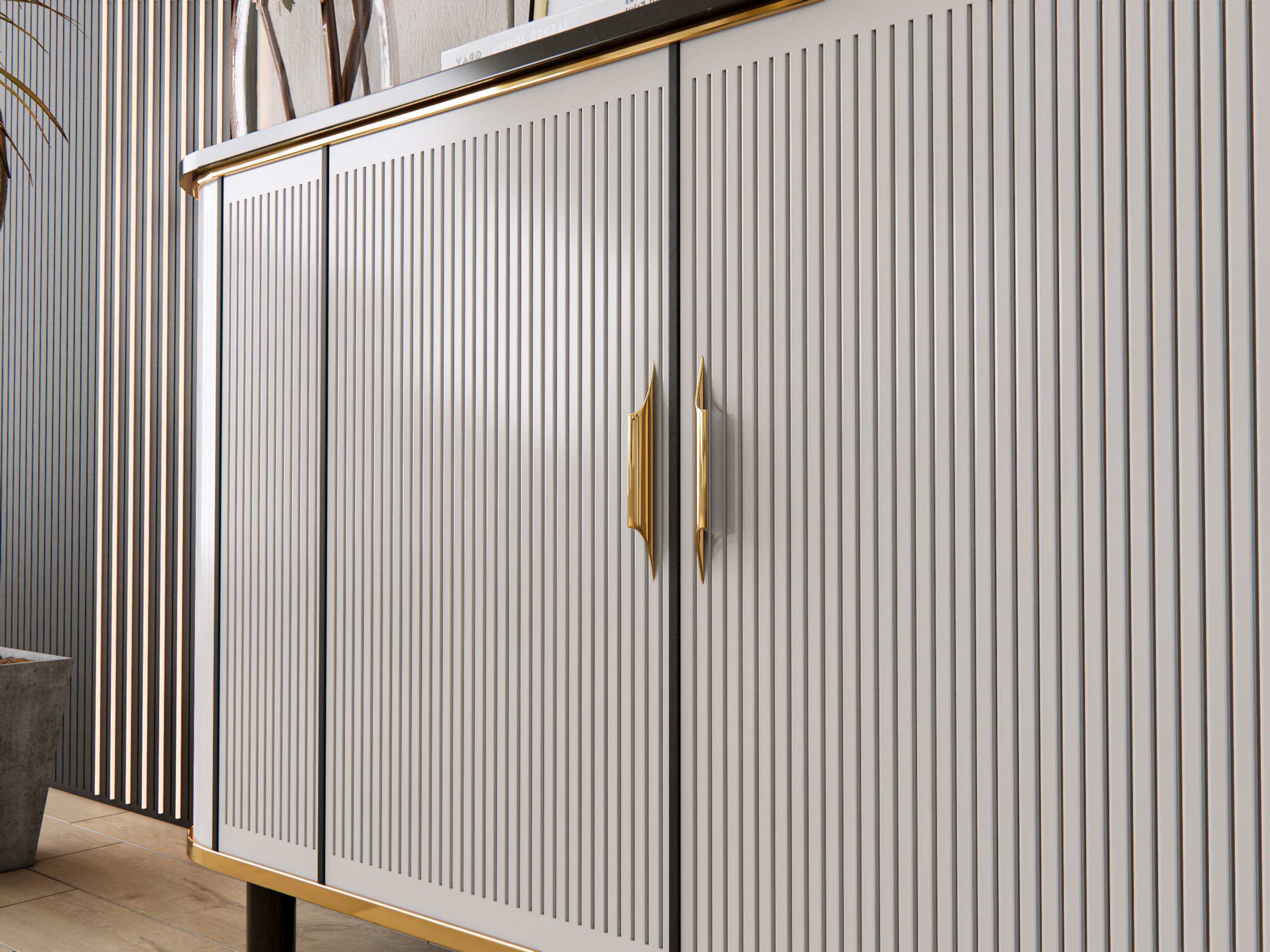 Sideboard with wall panel and flooring 9 3D model_14