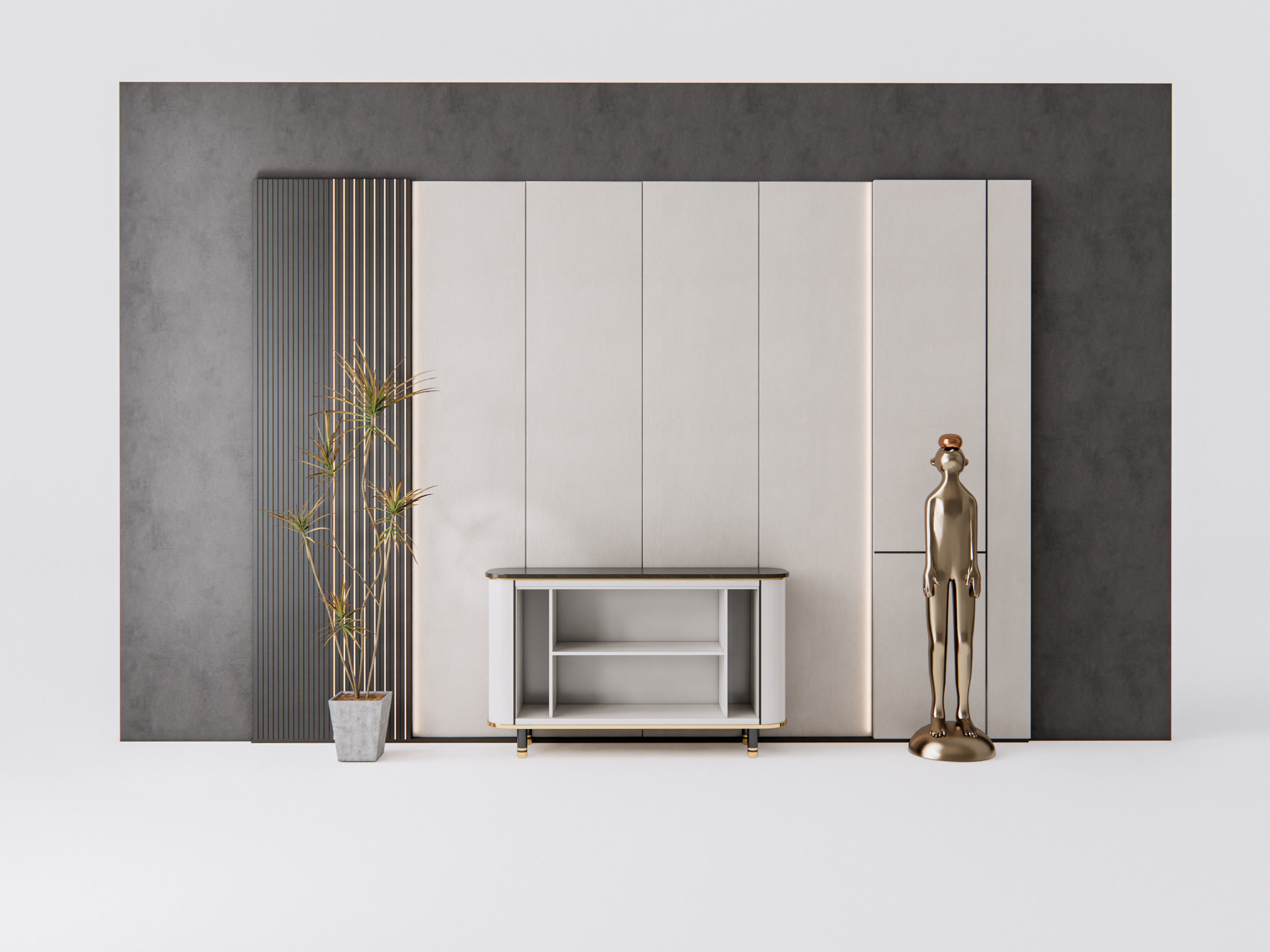 Sideboard with wall panel and flooring 9 3D model_4