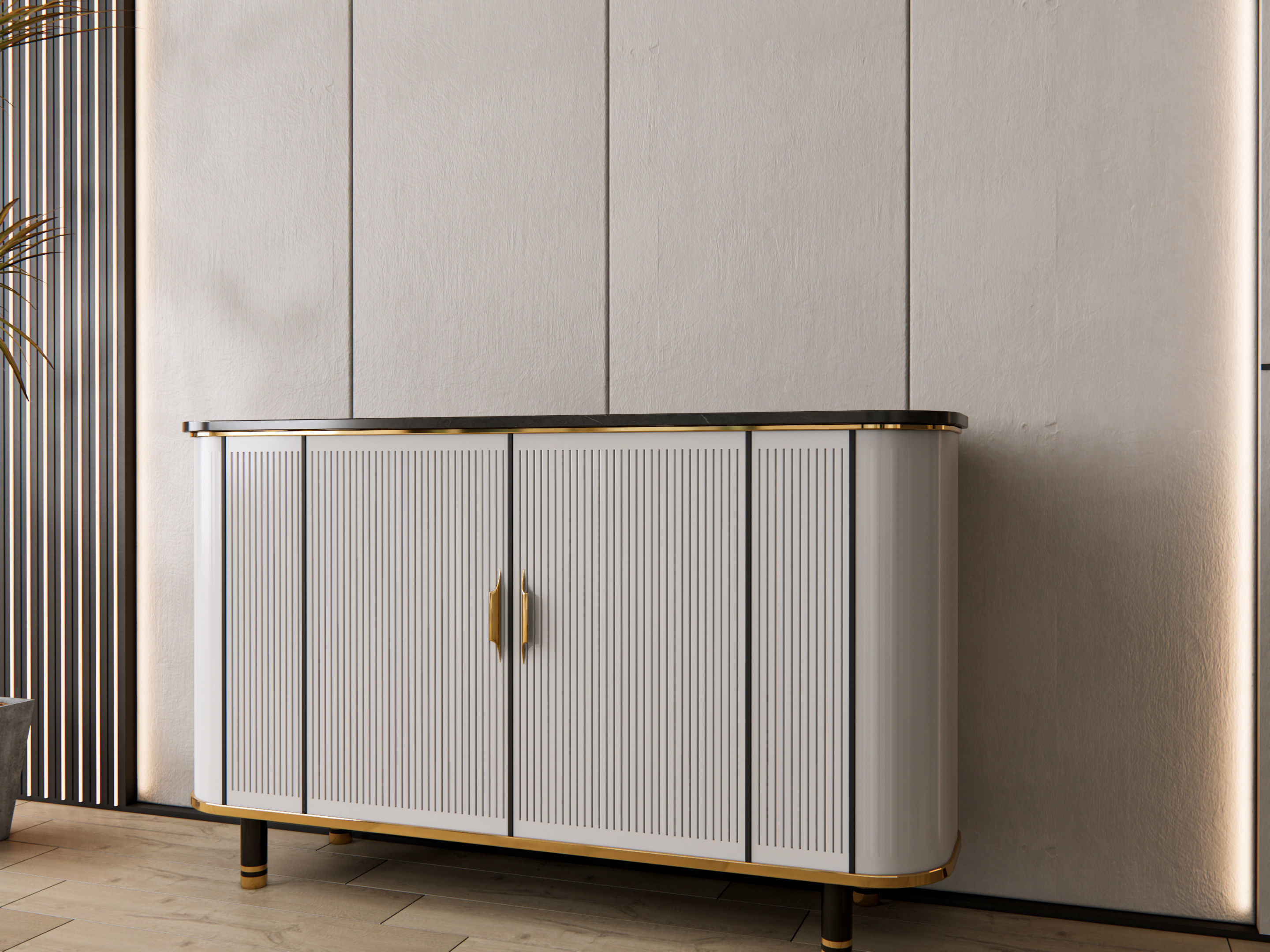 Sideboard with wall panel and flooring 9 3D model_9