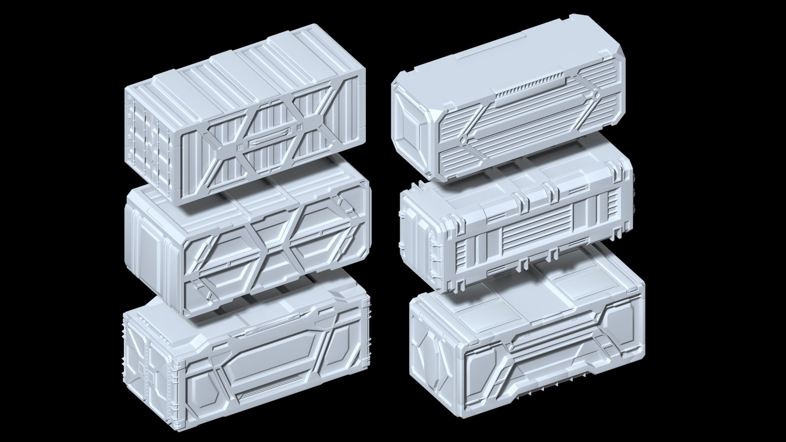 SCI-FI cargo containers Low-poly 3D model_2