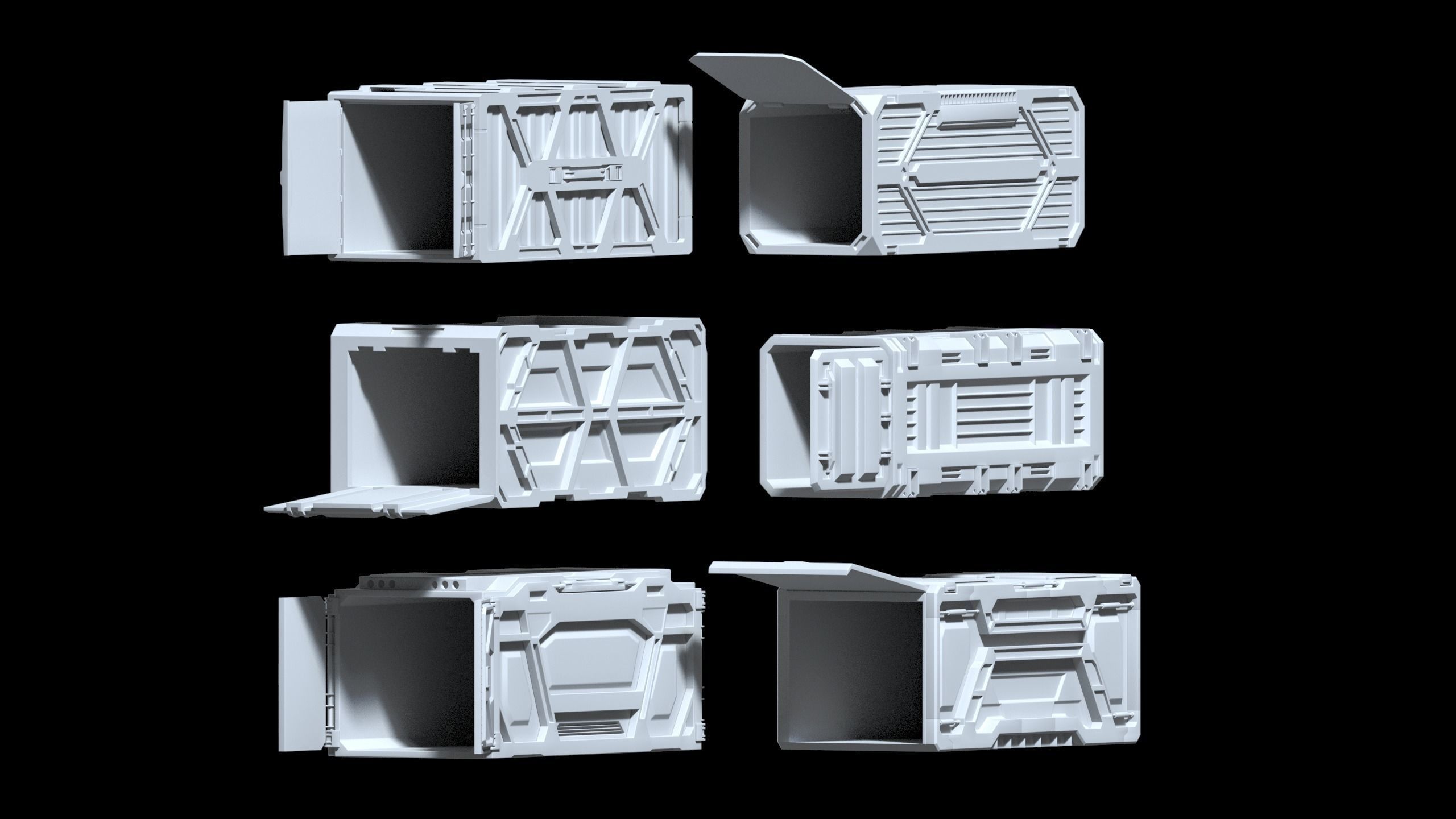 SCI-FI cargo containers Low-poly 3D model_4