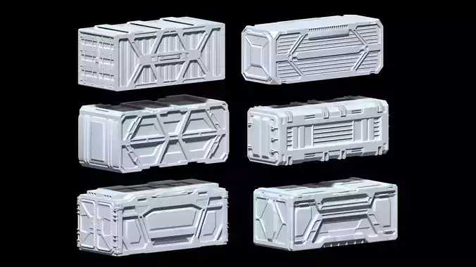 SCI-FI cargo containers Low-poly 3D model