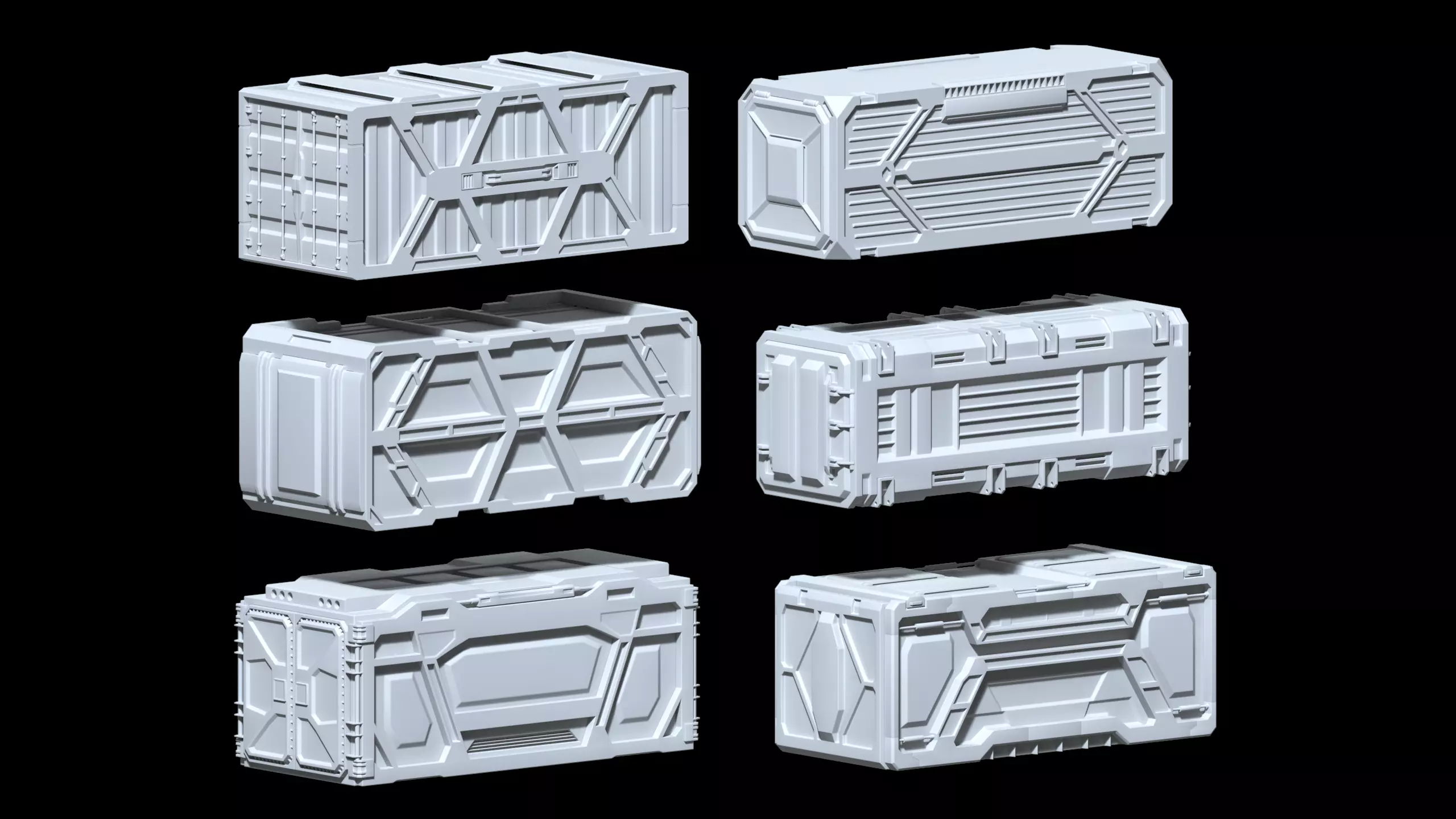 SCI-FI cargo containers Low-poly 3D model_0