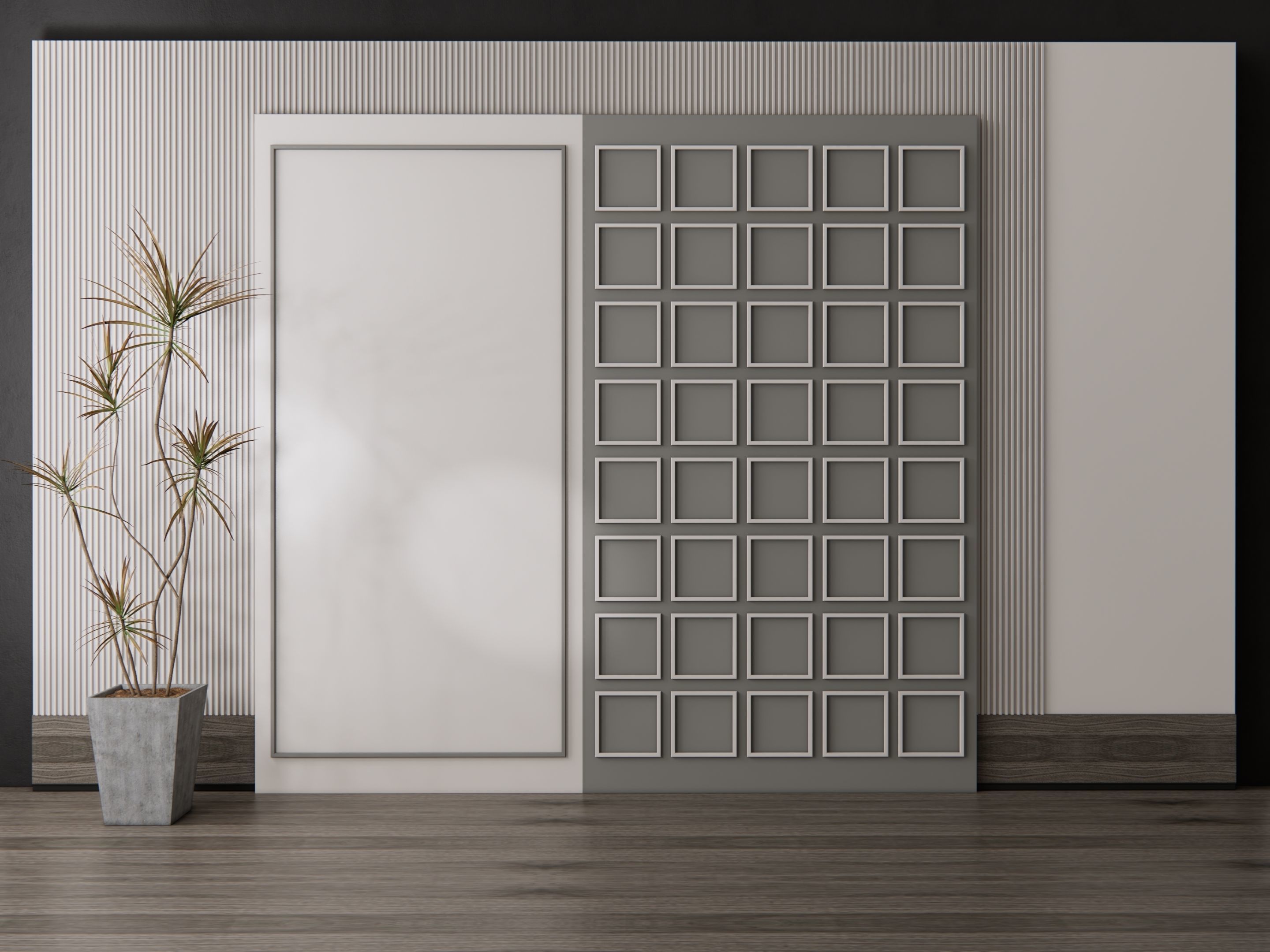 Sideboard with wall panel and flooring 11 3D model_6