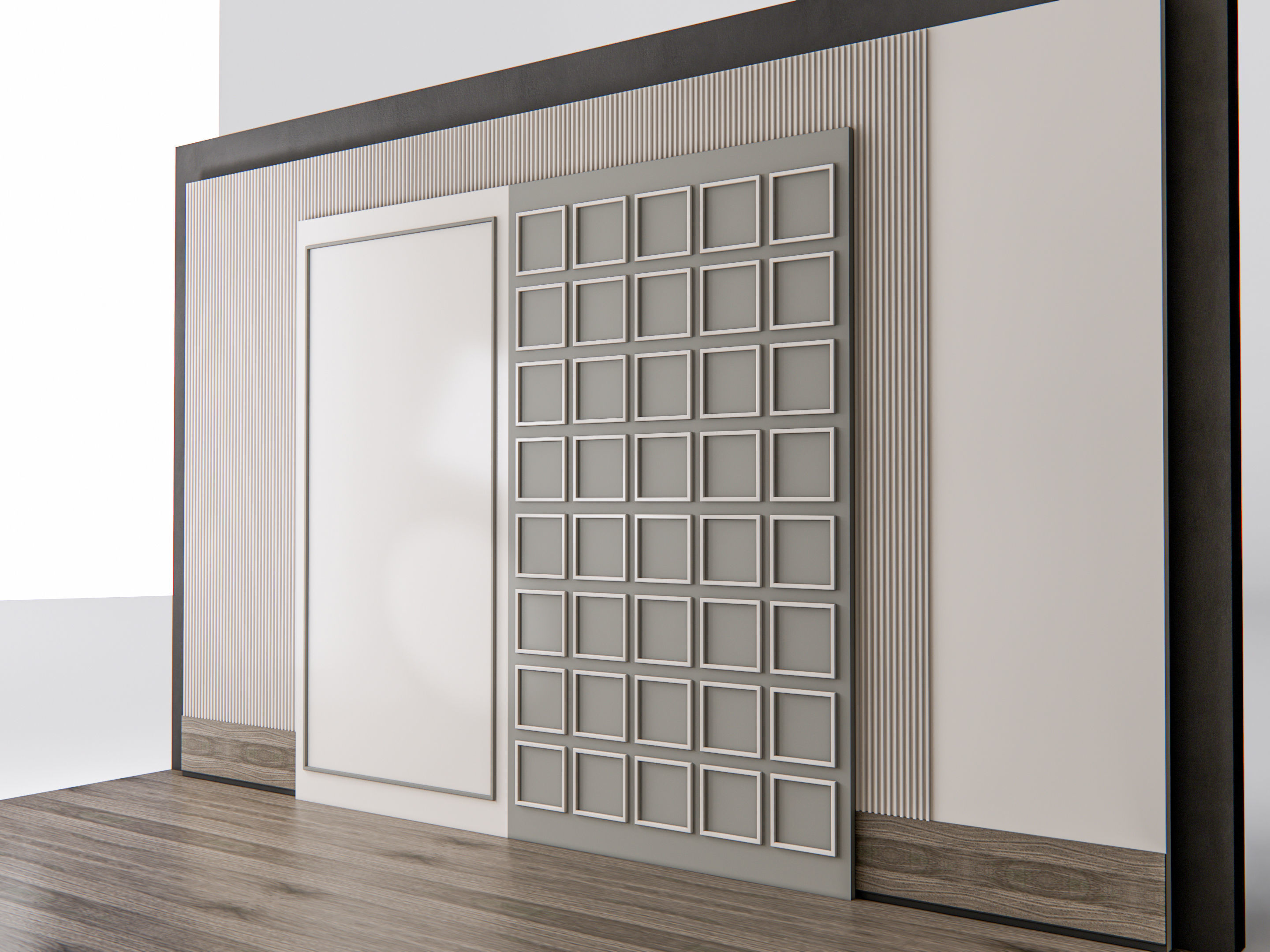 Sideboard with wall panel and flooring 11 3D model_9