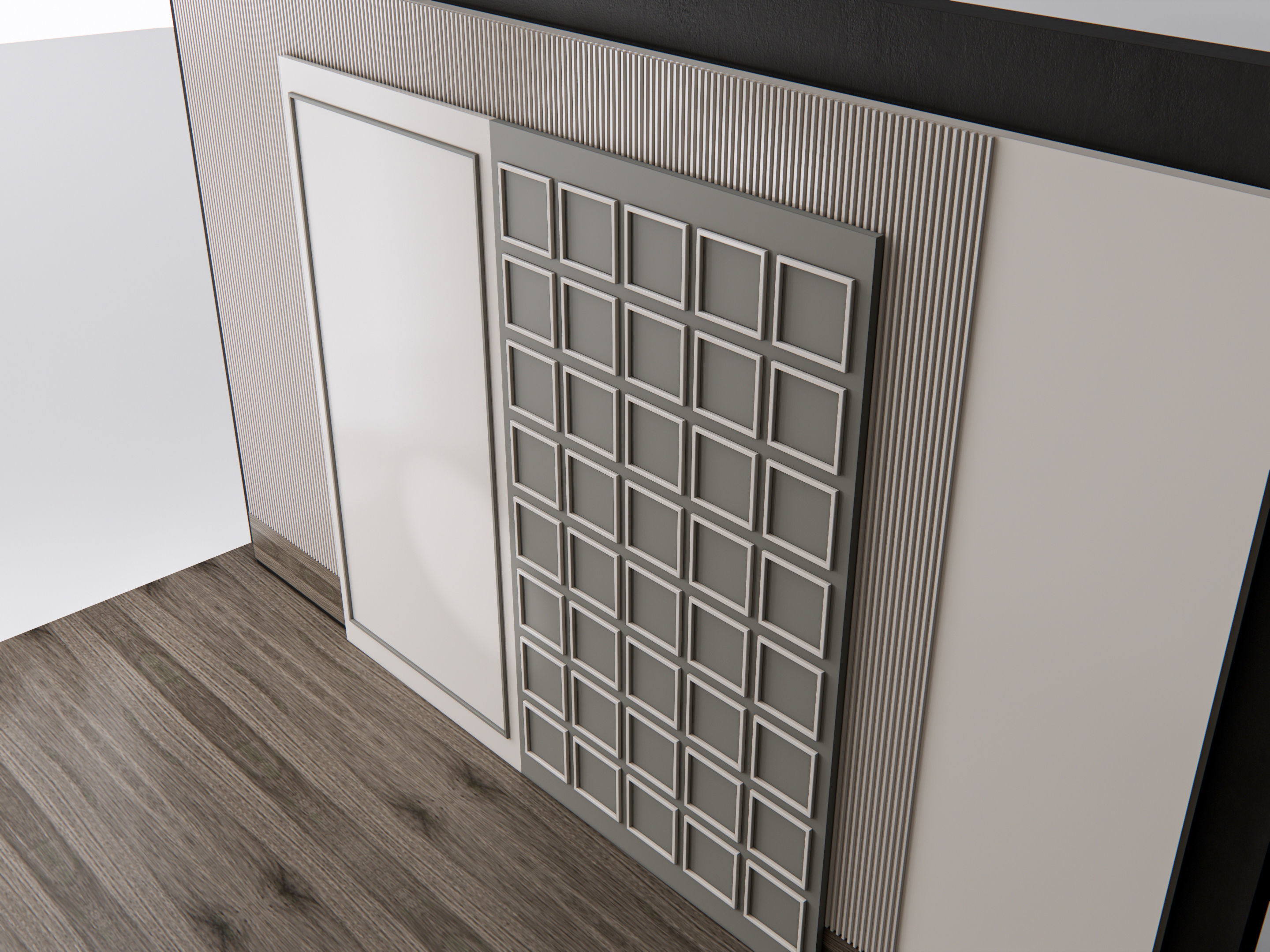 Sideboard with wall panel and flooring 11 3D model_10