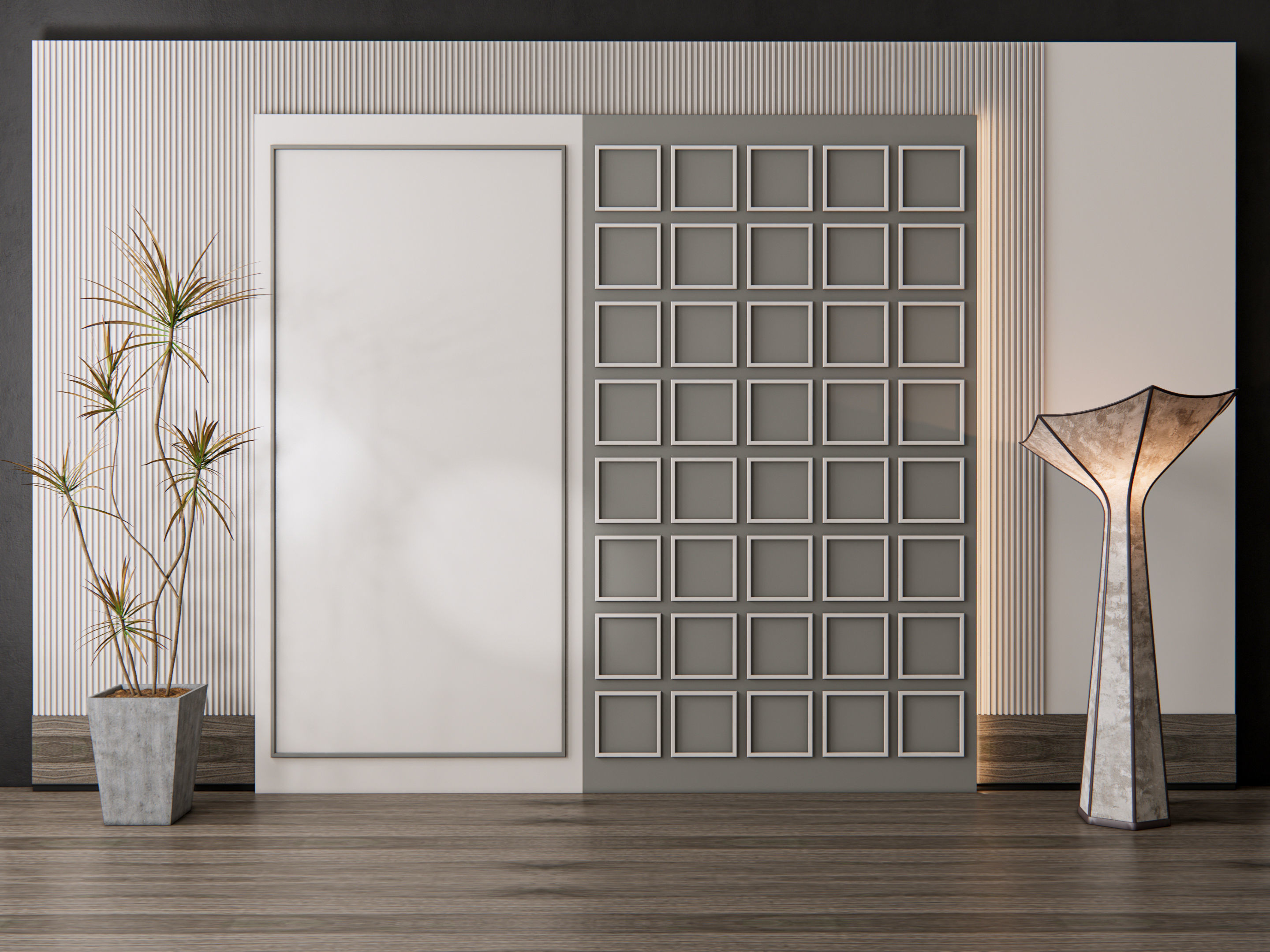 Sideboard with wall panel and flooring 11 3D model_5