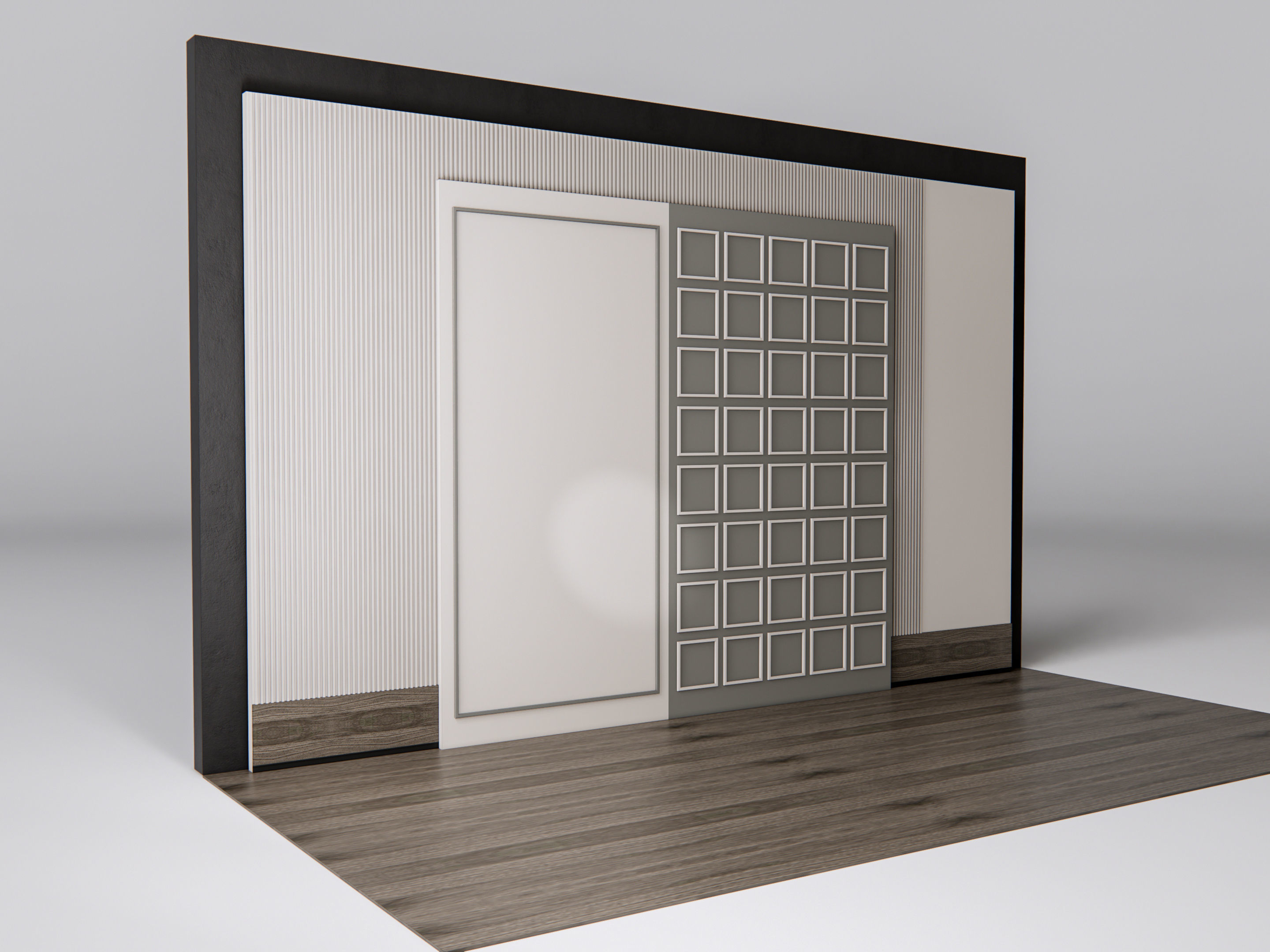 Sideboard with wall panel and flooring 11 3D model_8