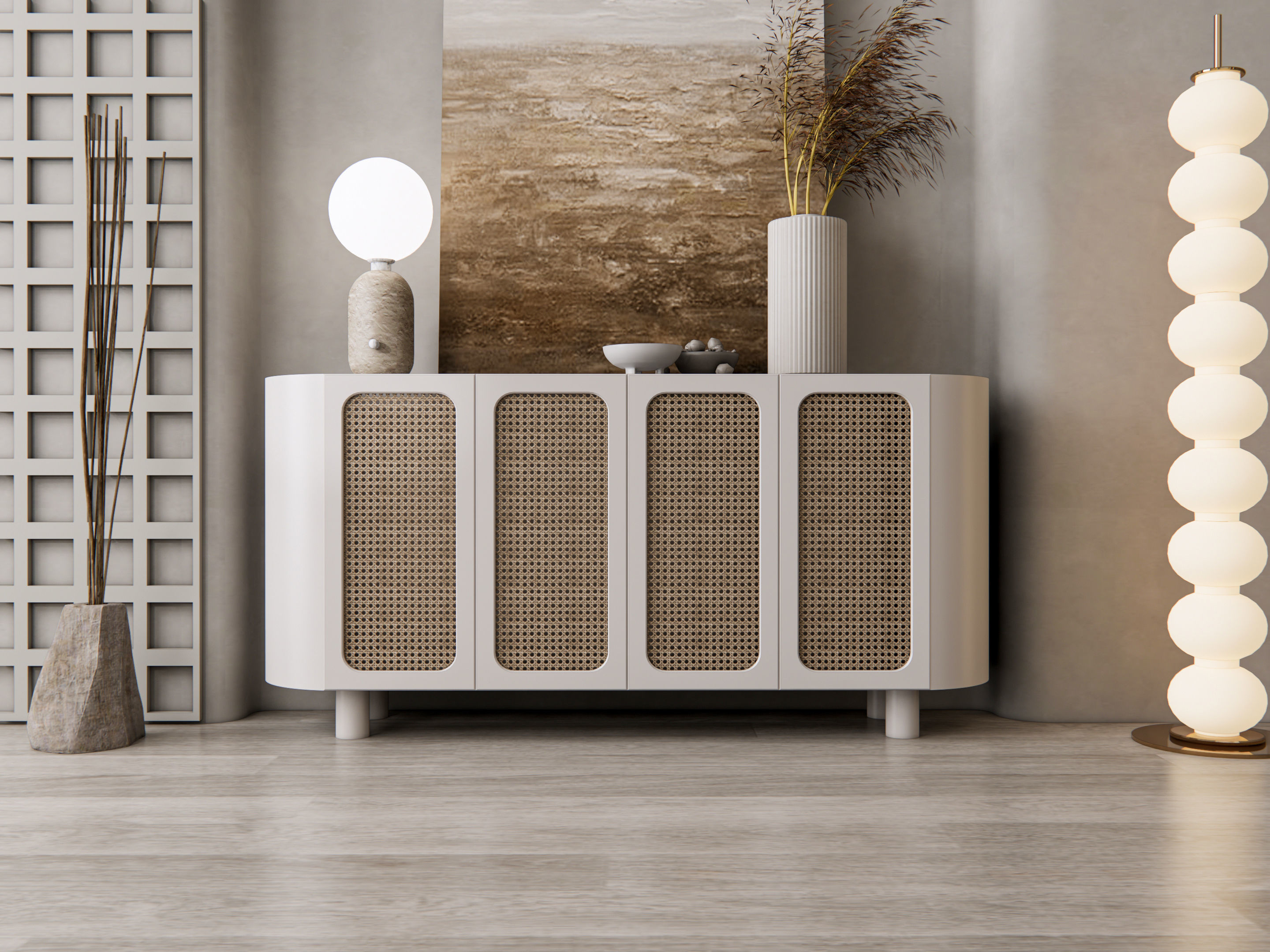 Sideboard with wall panel and flooring 12 3D model_16