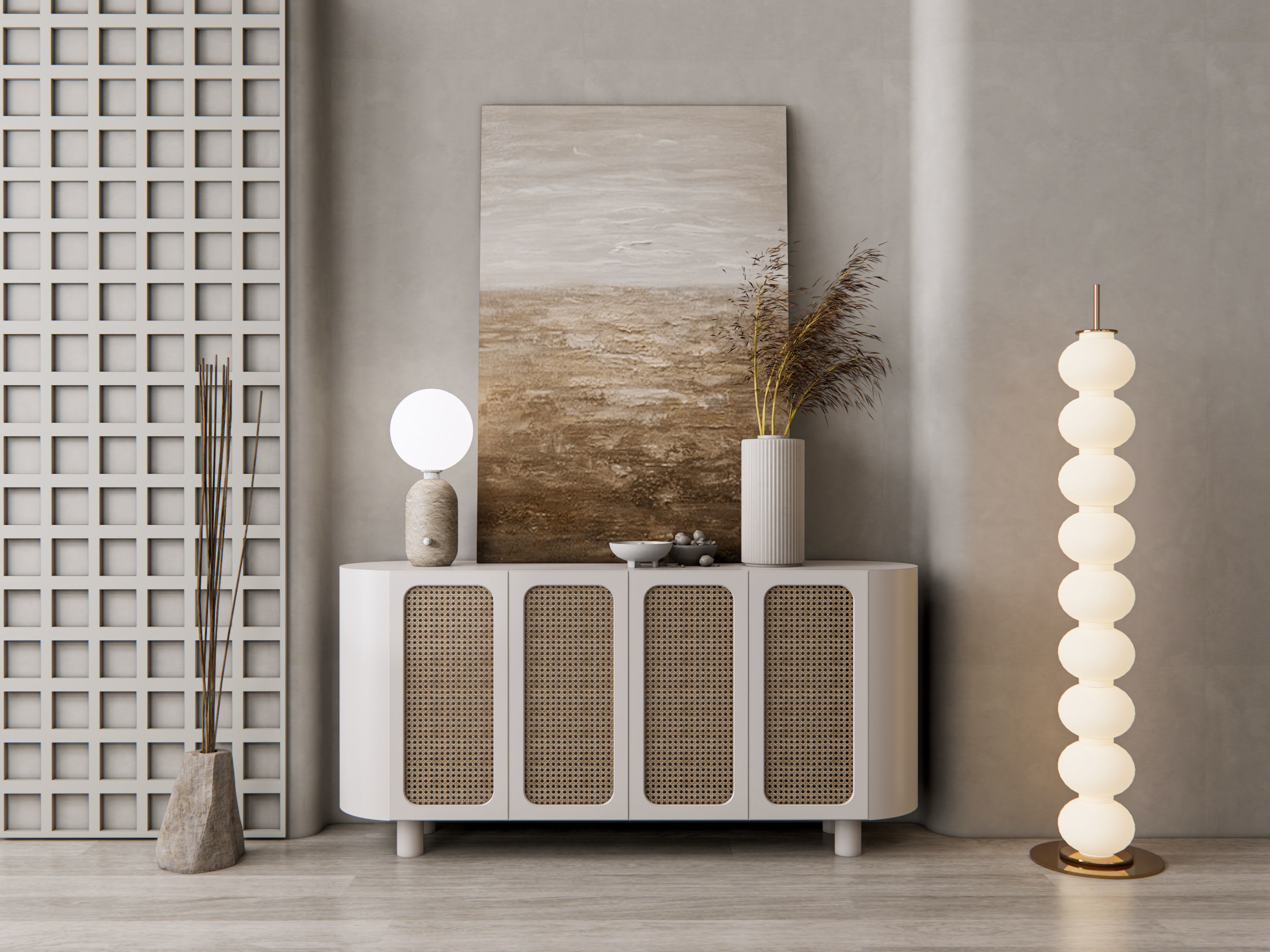 Sideboard with wall panel and flooring 12 3D model_17