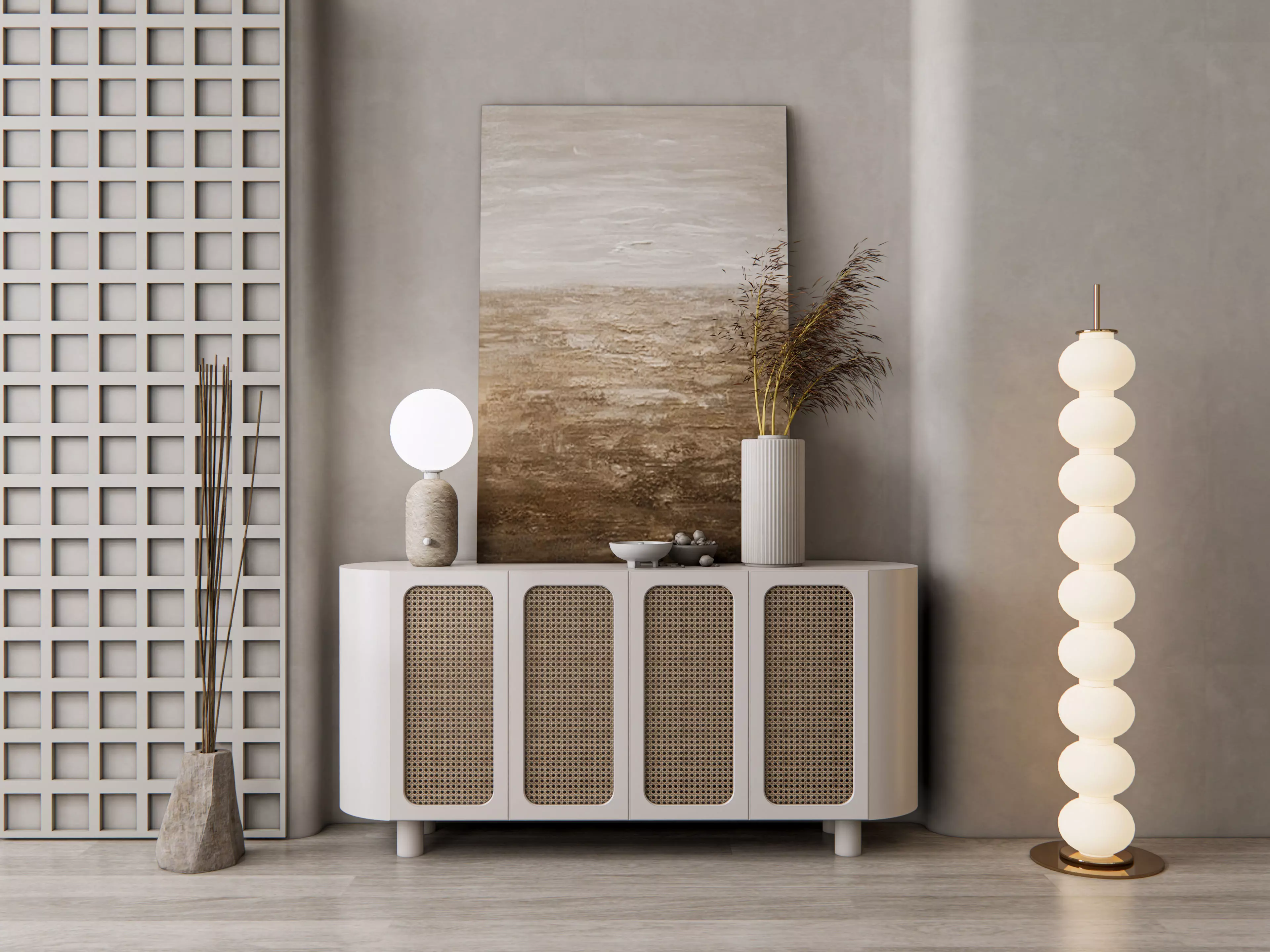 Sideboard with wall panel and flooring 12 3D model_0