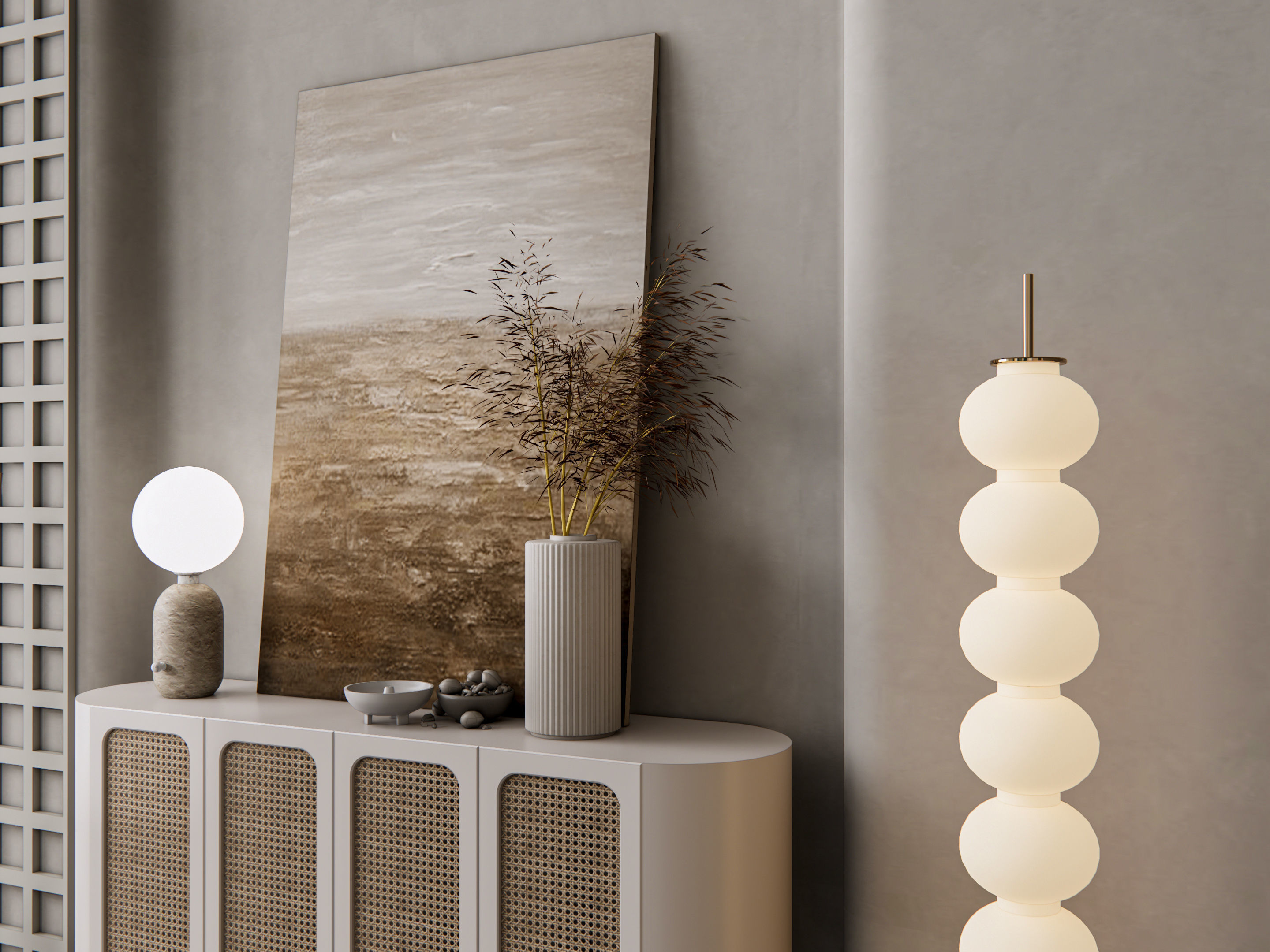 Sideboard with wall panel and flooring 12 3D model_9