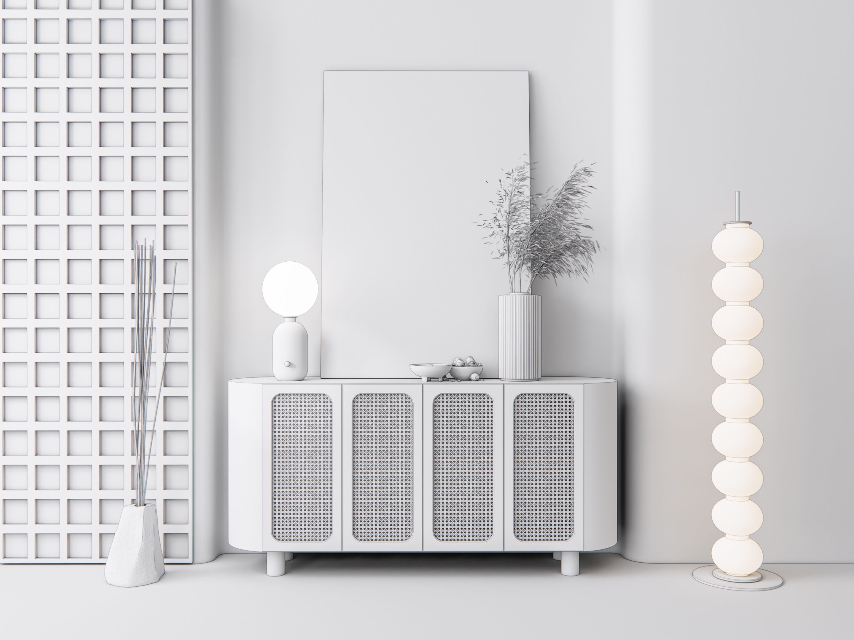 Sideboard with wall panel and flooring 12 3D model_19