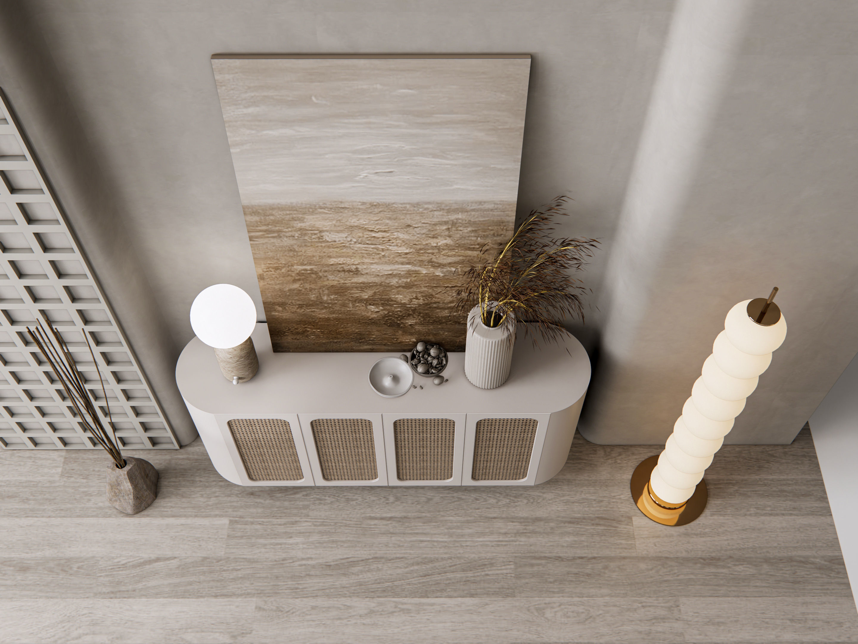 Sideboard with wall panel and flooring 12 3D model_12