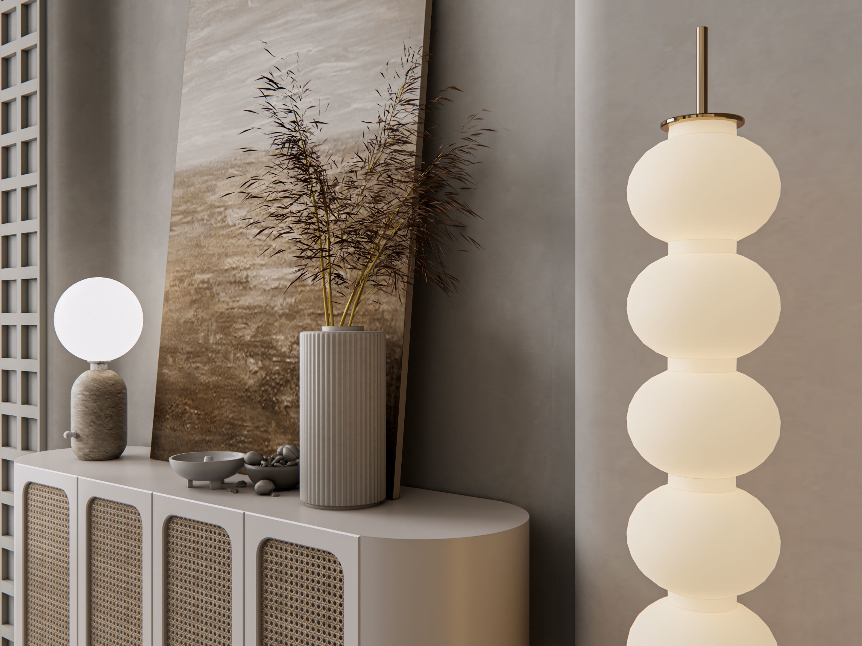 Sideboard with wall panel and flooring 12 3D model_8