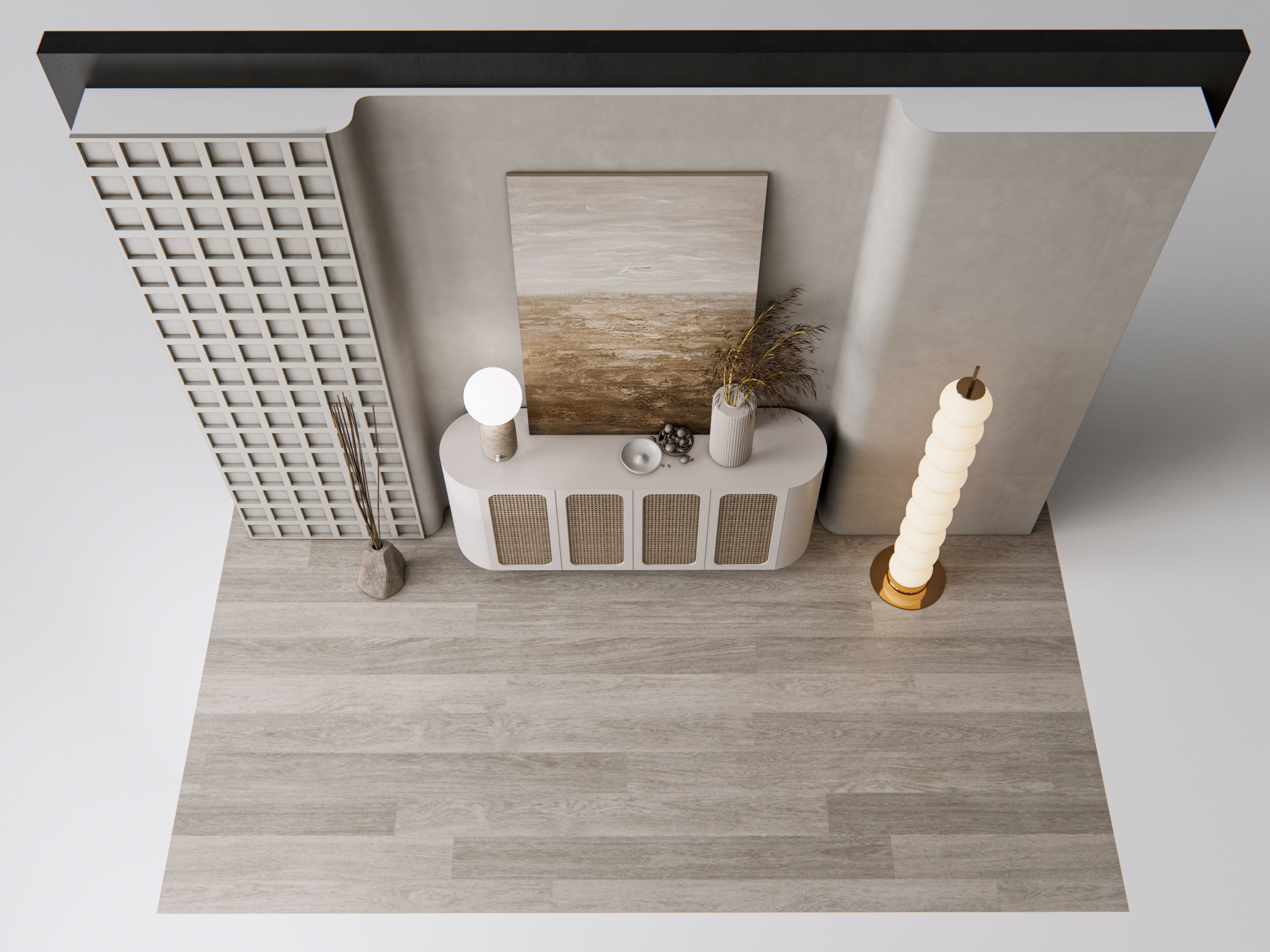 Sideboard with wall panel and flooring 12 3D model_11